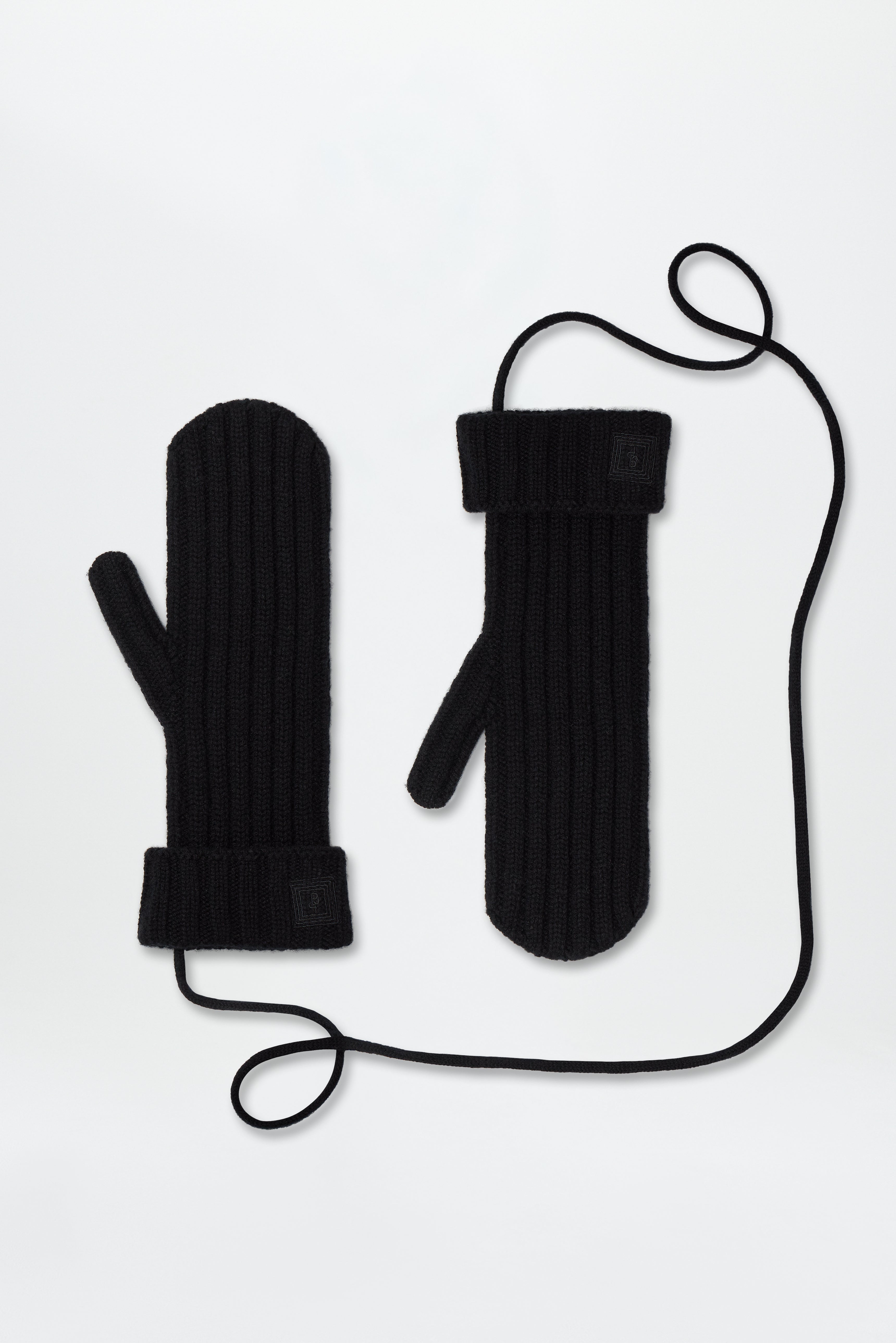 Cashmere Rib Mittens Black