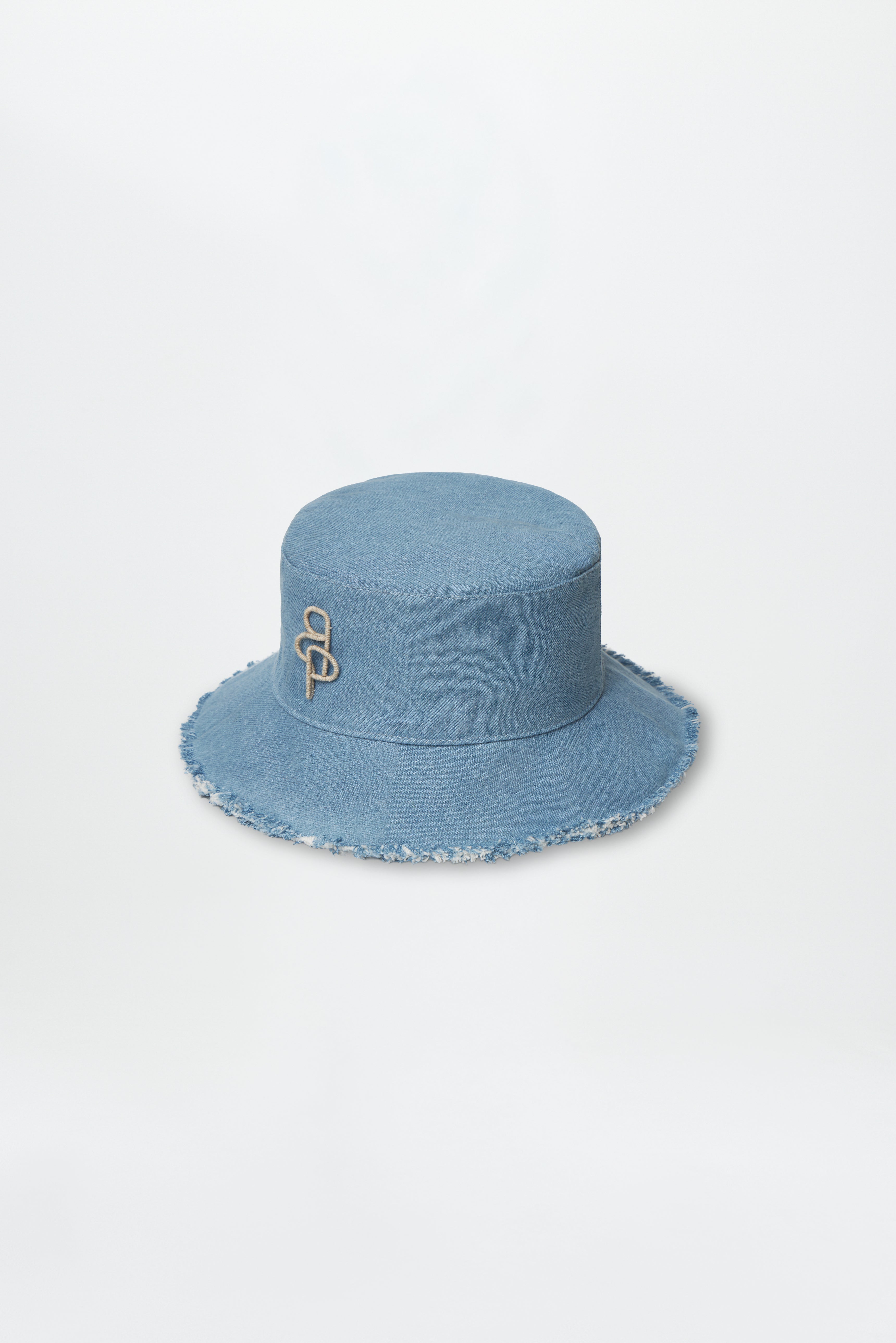 Cotton Fringed Bucket Hat Denim