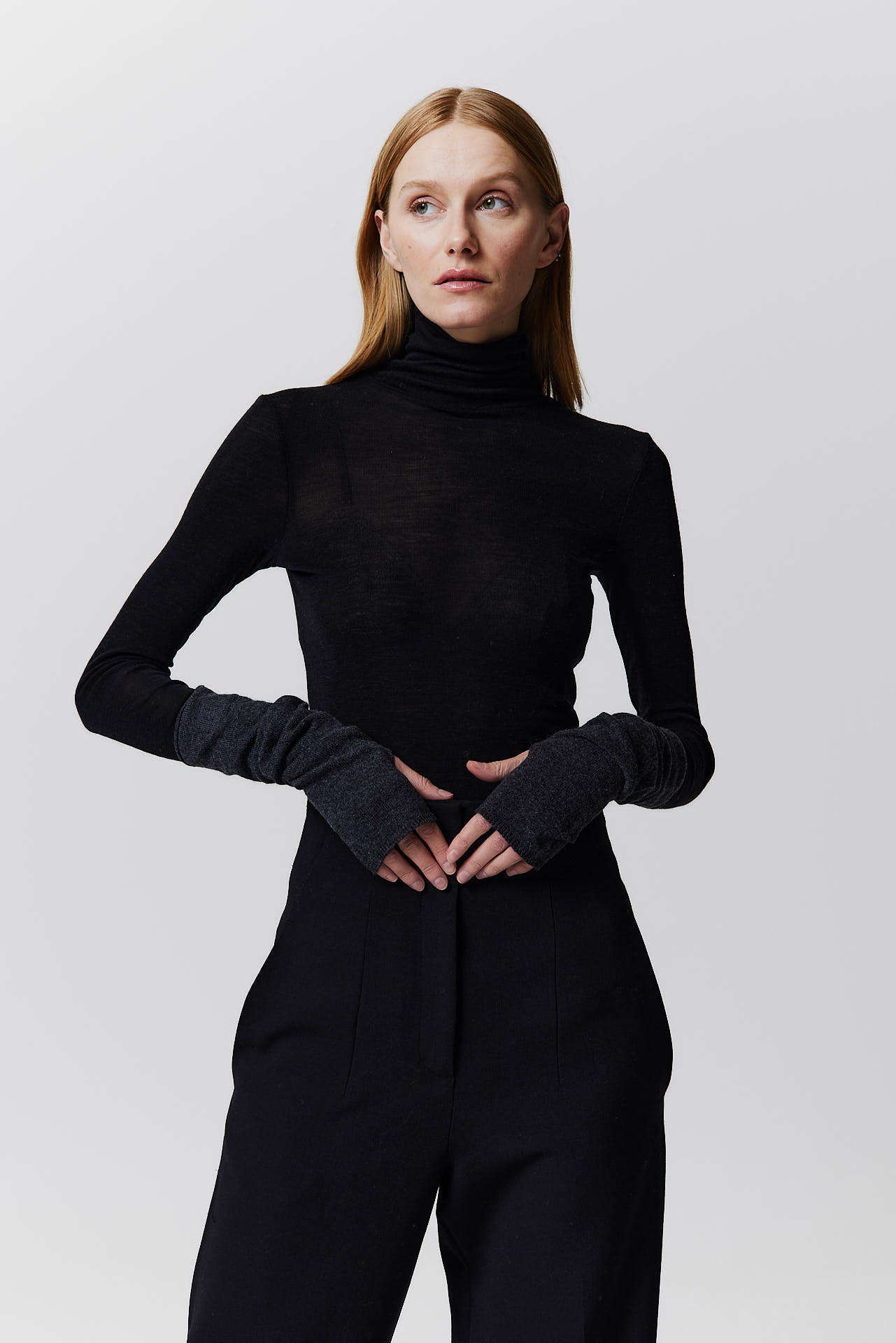 Cashmere Arm Warmers Fine Knit Graphite
