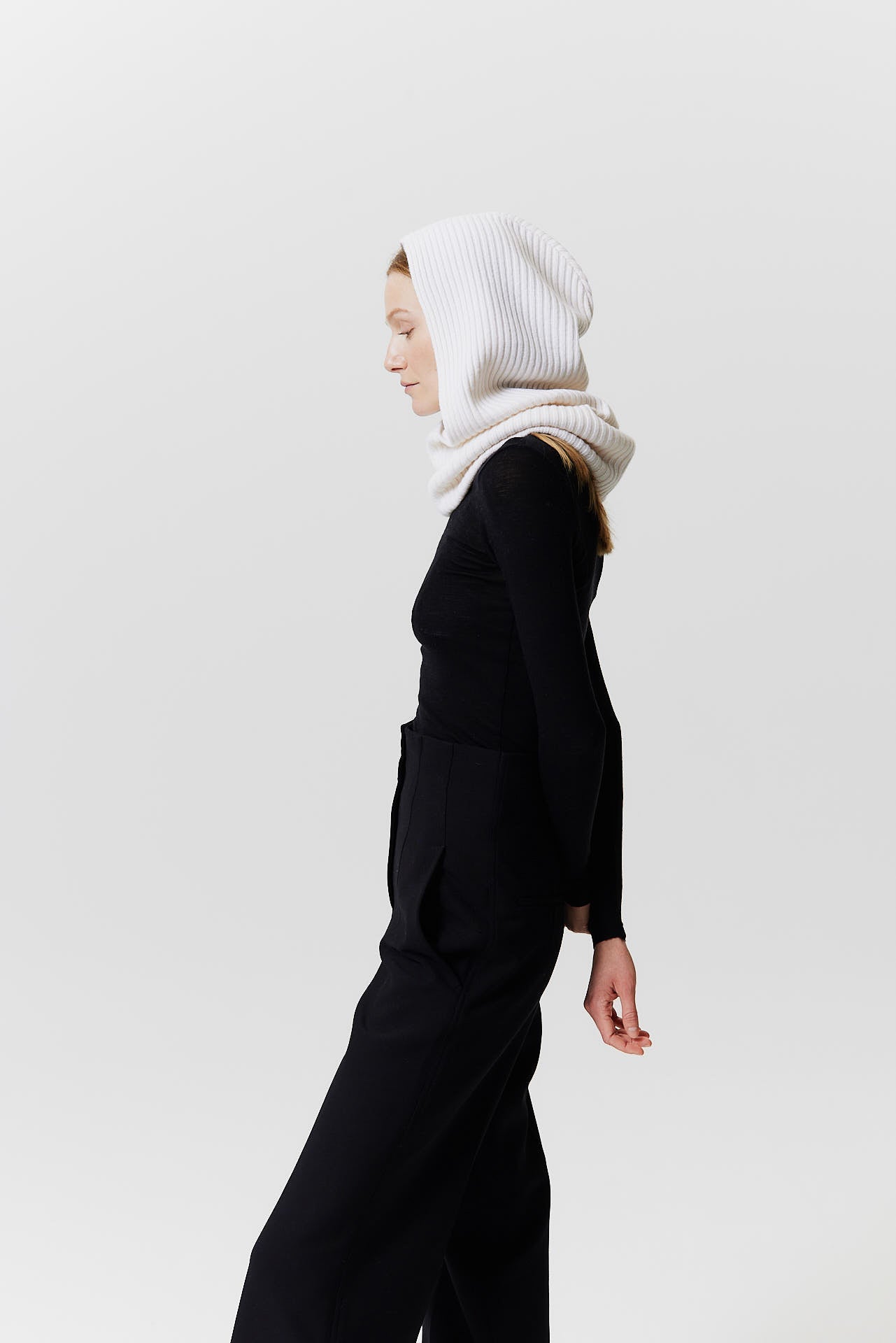Cashmere Rib Hood Off-White