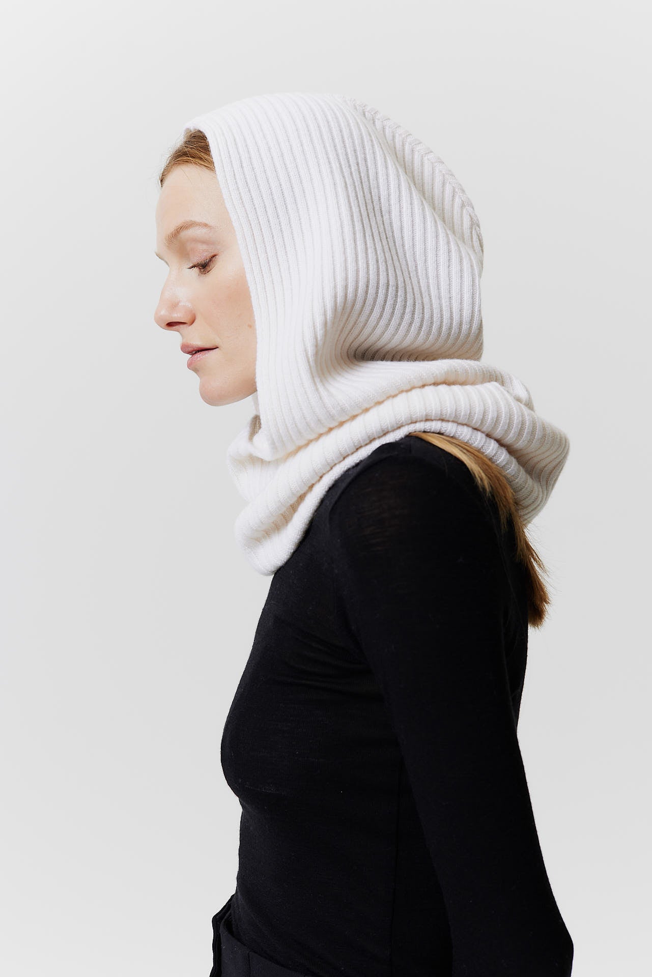 Cashmere Rib Hood Off-White