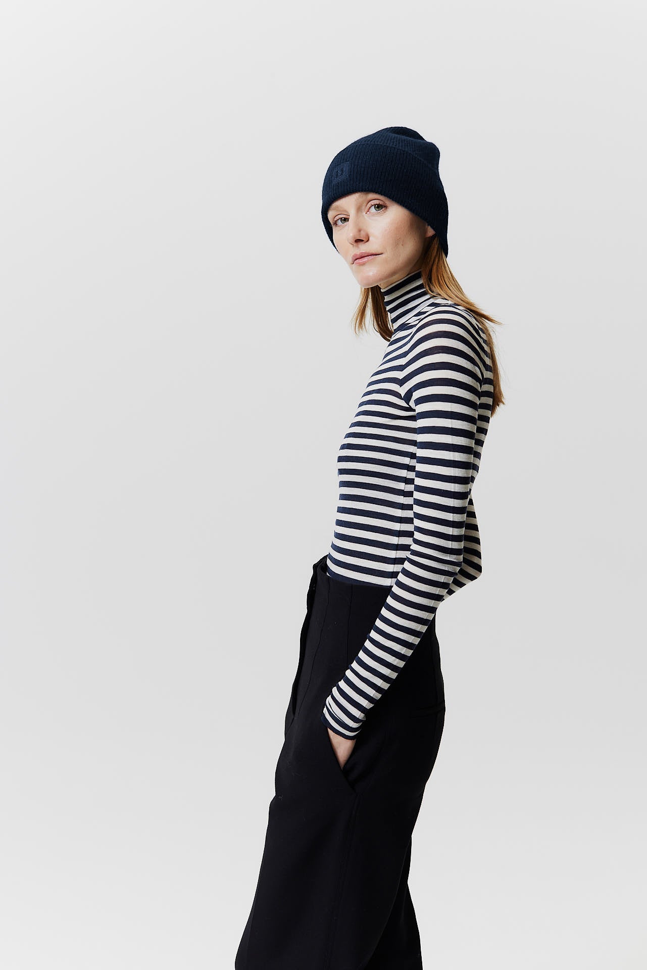 Kaschmir Beanie Classic Knit Dark Blue