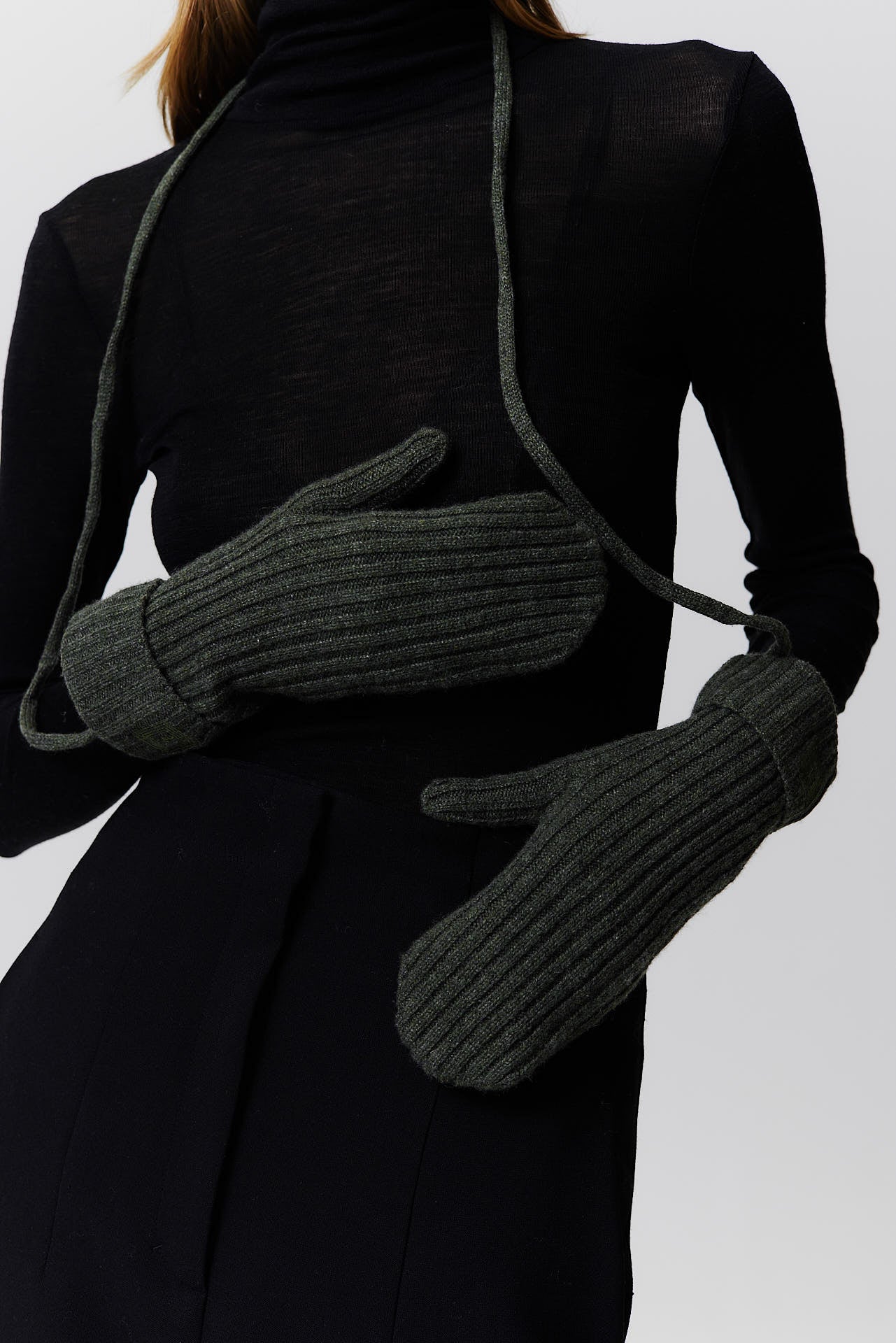 Cashmere Rib Mittens Forest