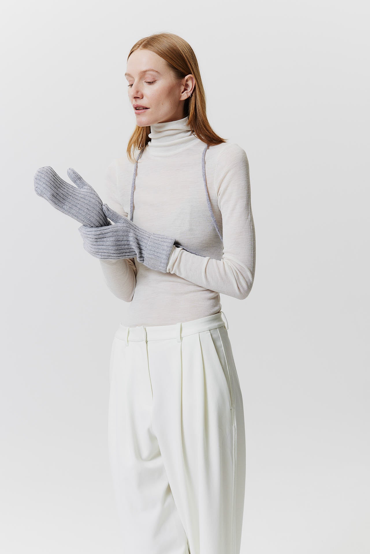 Kaschmir Mittens Rib Knit Light Grey