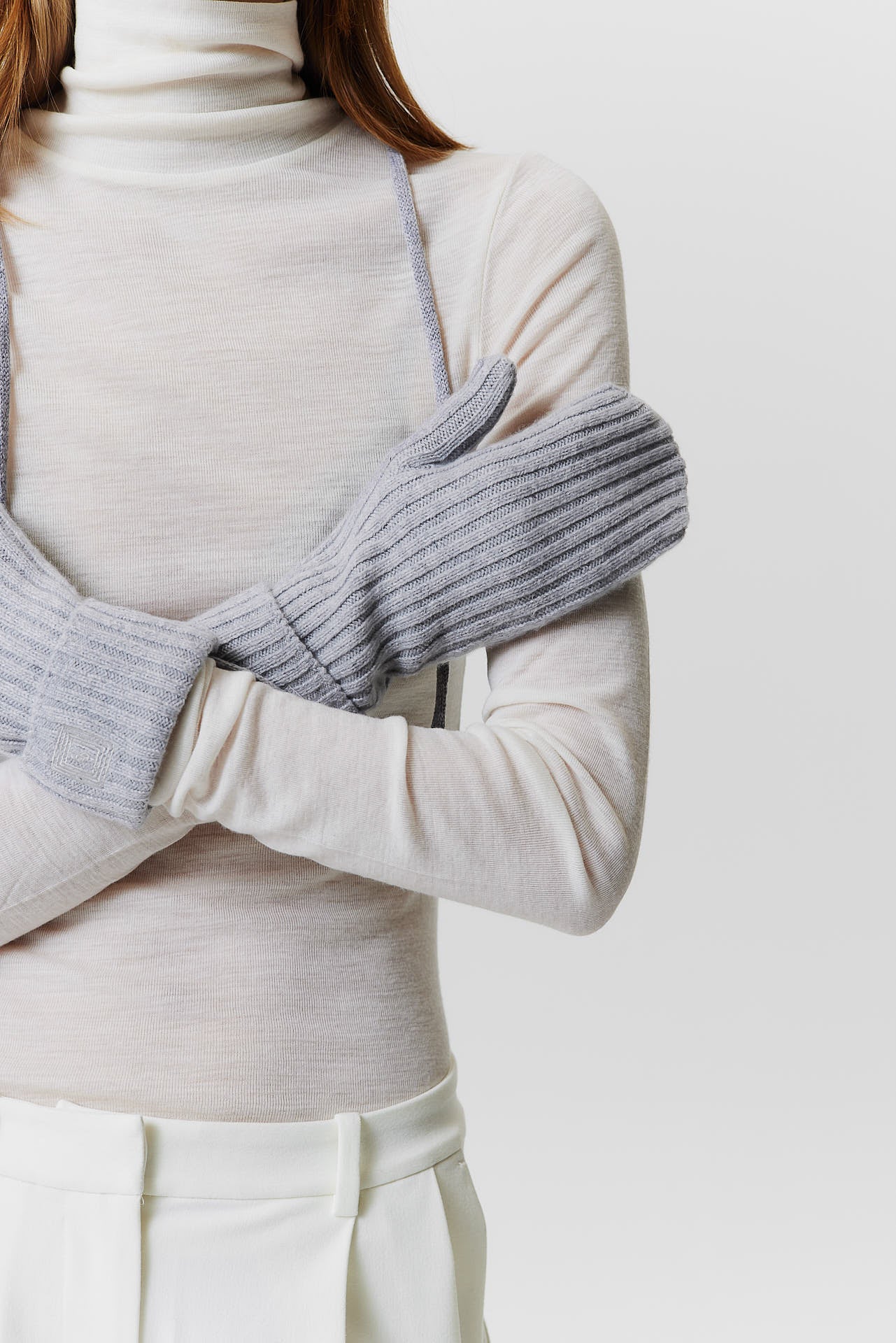 Kaschmir Mittens Rib Knit Light Grey