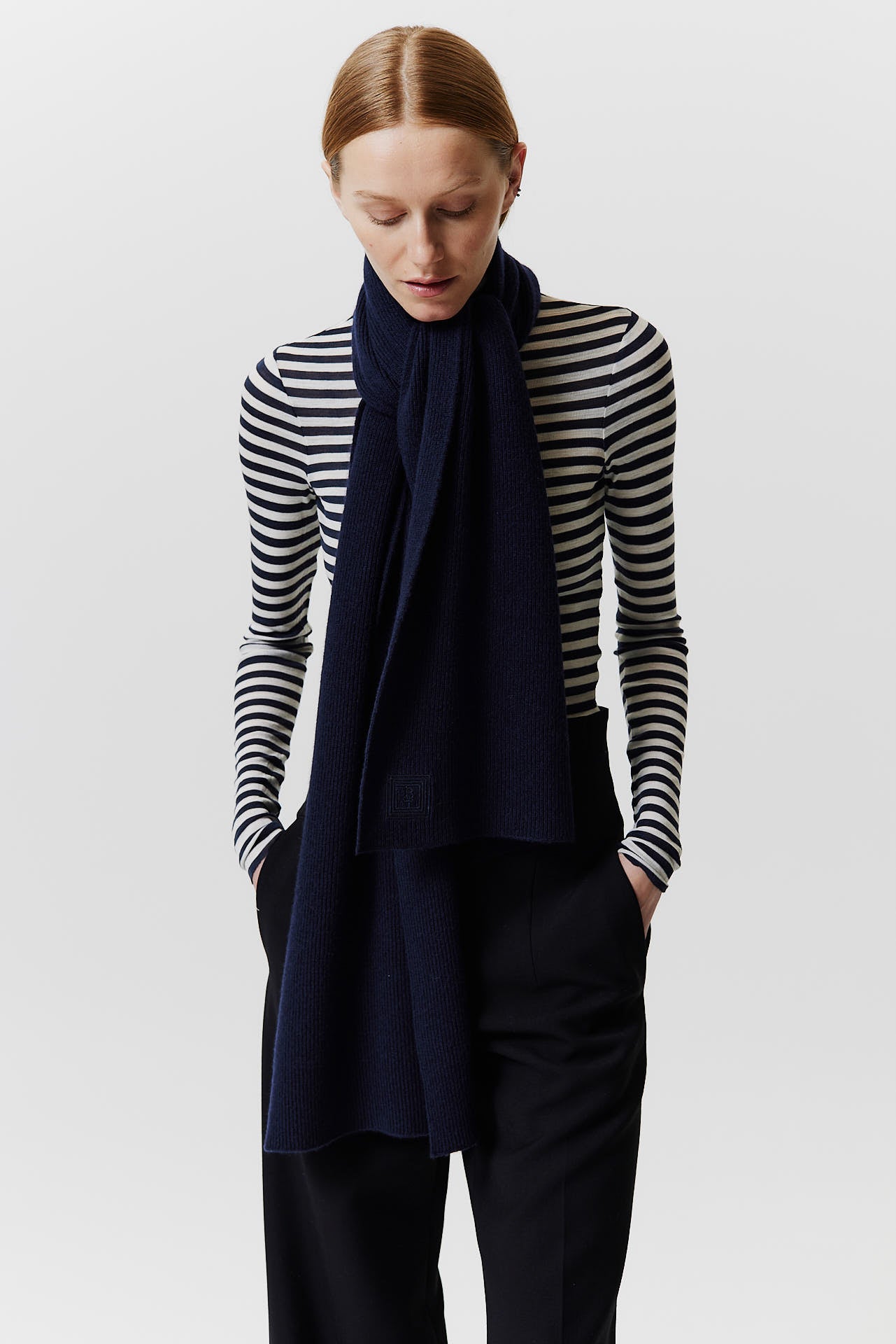 Kaschmir Schal Classic Knit Dark Blue