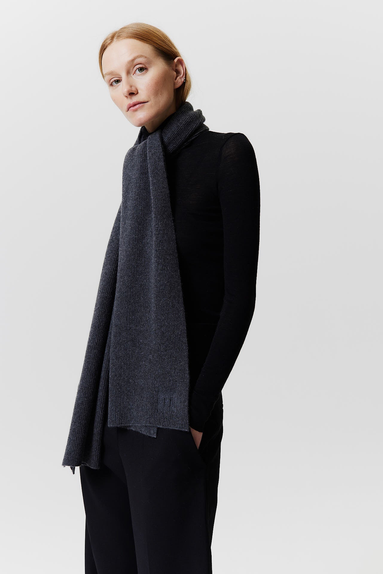 Kaschmir Schal Classic Knit Graphit