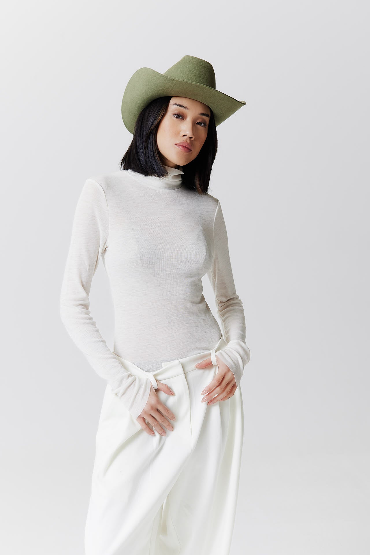 Merino Cowboy Hut Lifted Brim Pistachio