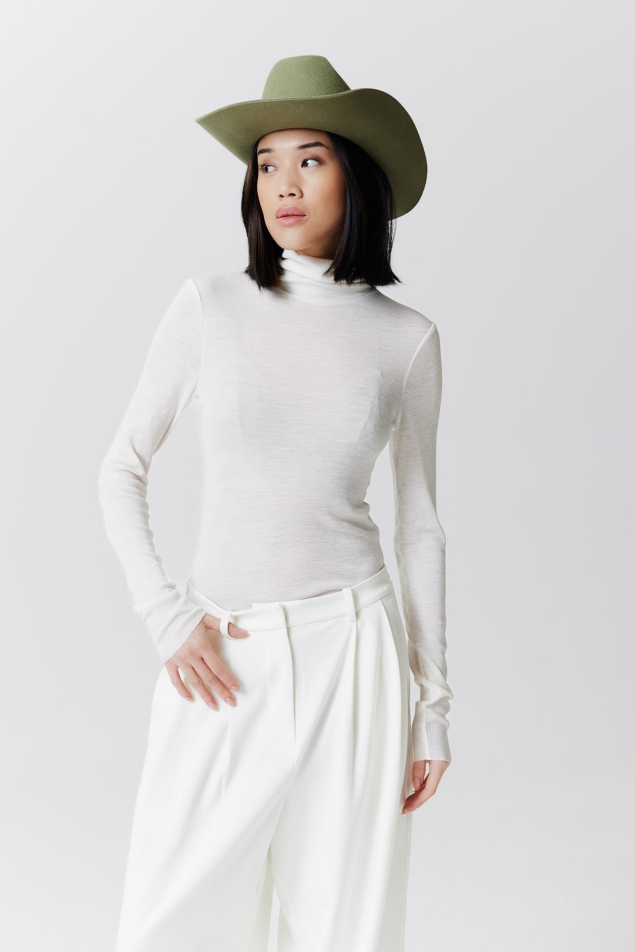 Merino Cowboy Hut Lifted Brim Pistachio