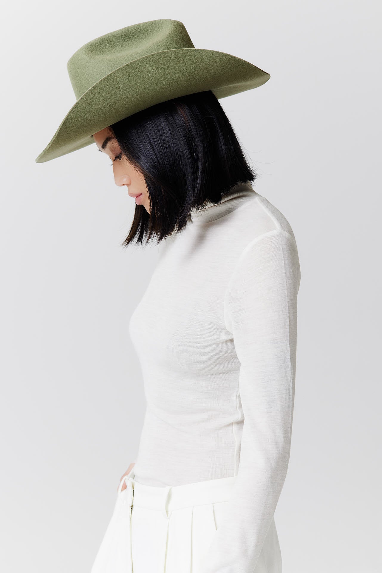 Merino Cowboy Hut Lifted Brim Pistachio
