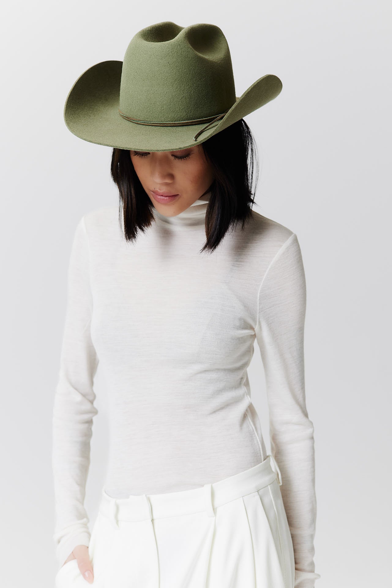Merino Cowboy Hut Lifted Brim Pistachio
