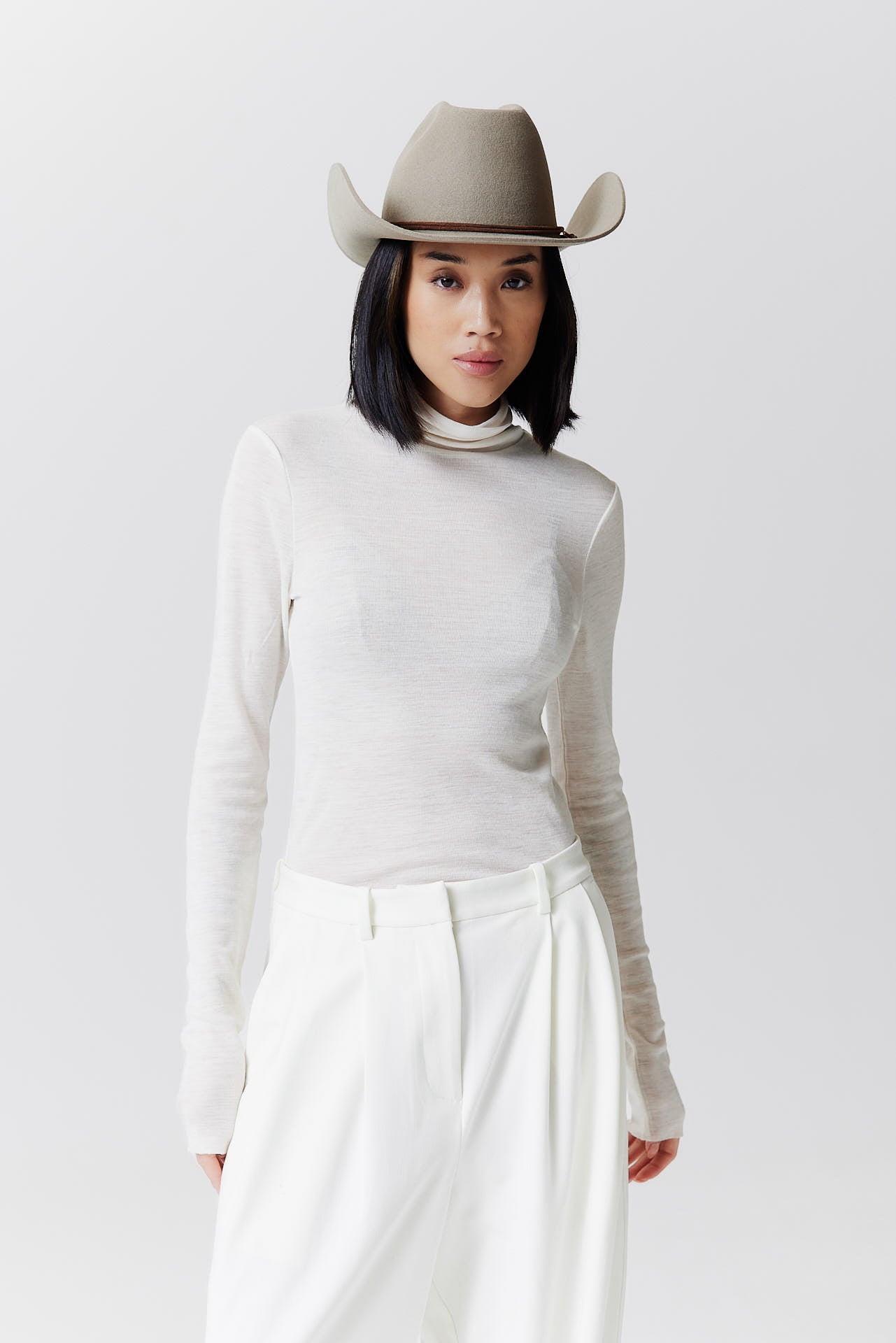Merino Cowboy Hut Lifted Brim Taupe