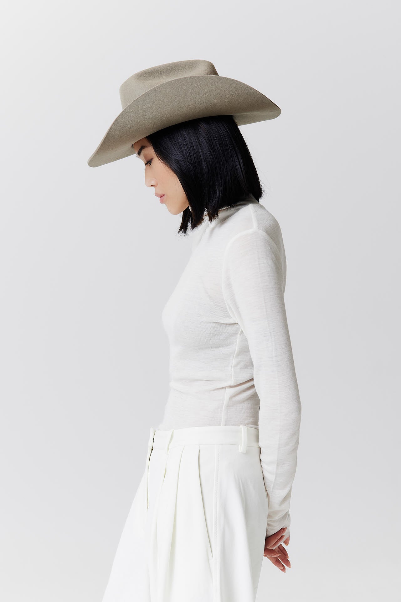 Merino Cowboy Hut Lifted Brim Taupe