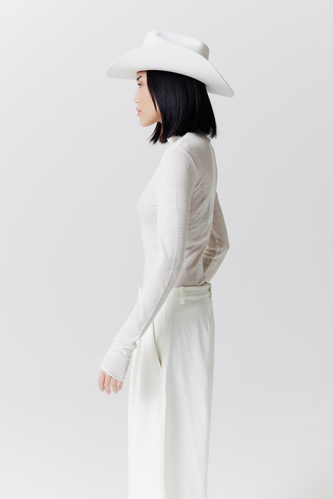 Merino Cowboy Hat Lifted Brim White