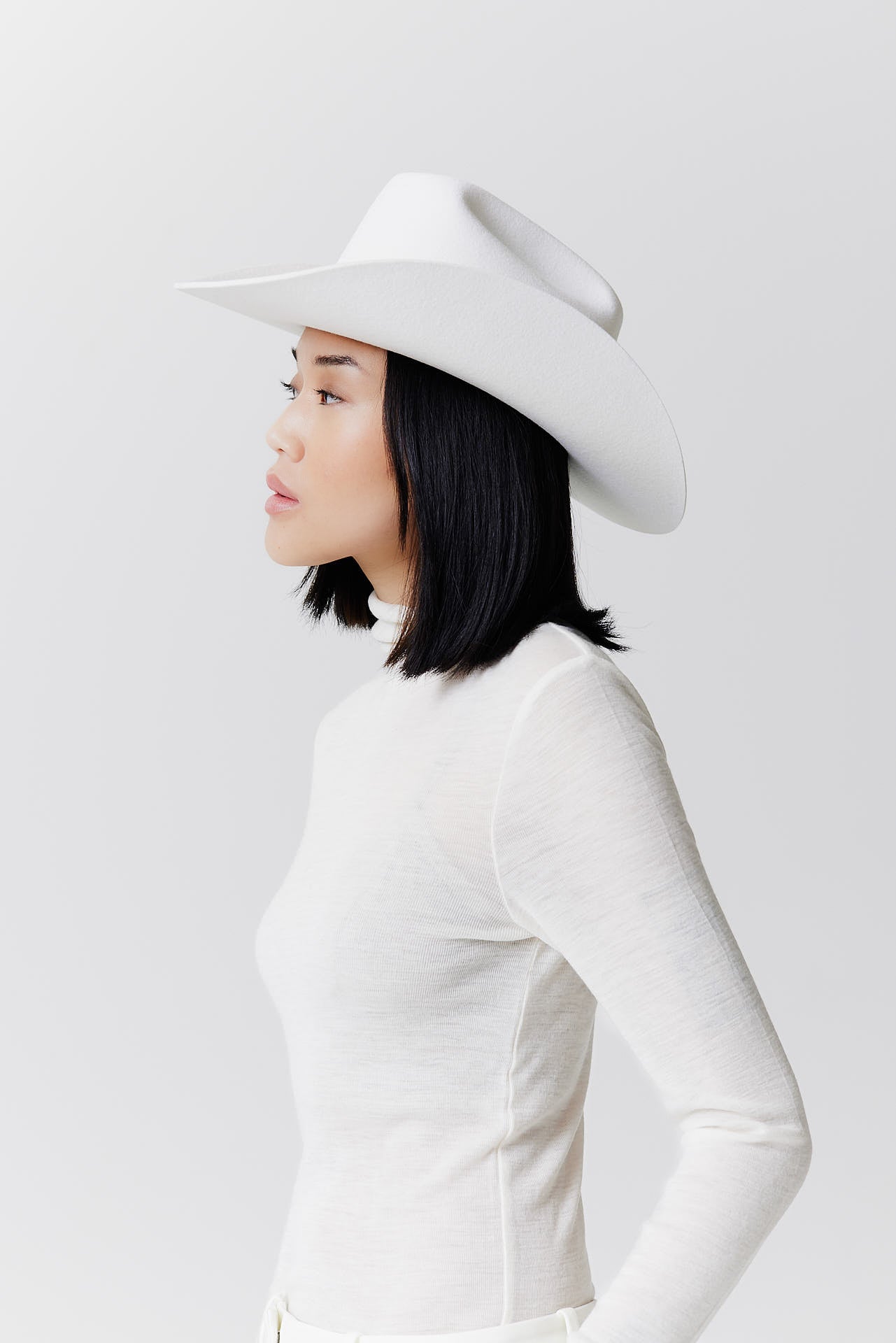 Merino Cowboy Hat Lifted Brim White