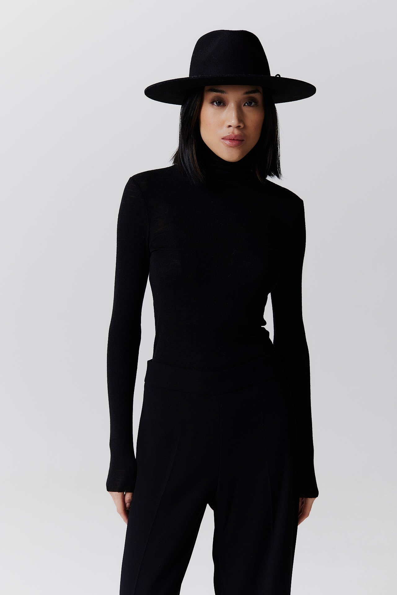 Merino Fedora Hut Classic Brim Black