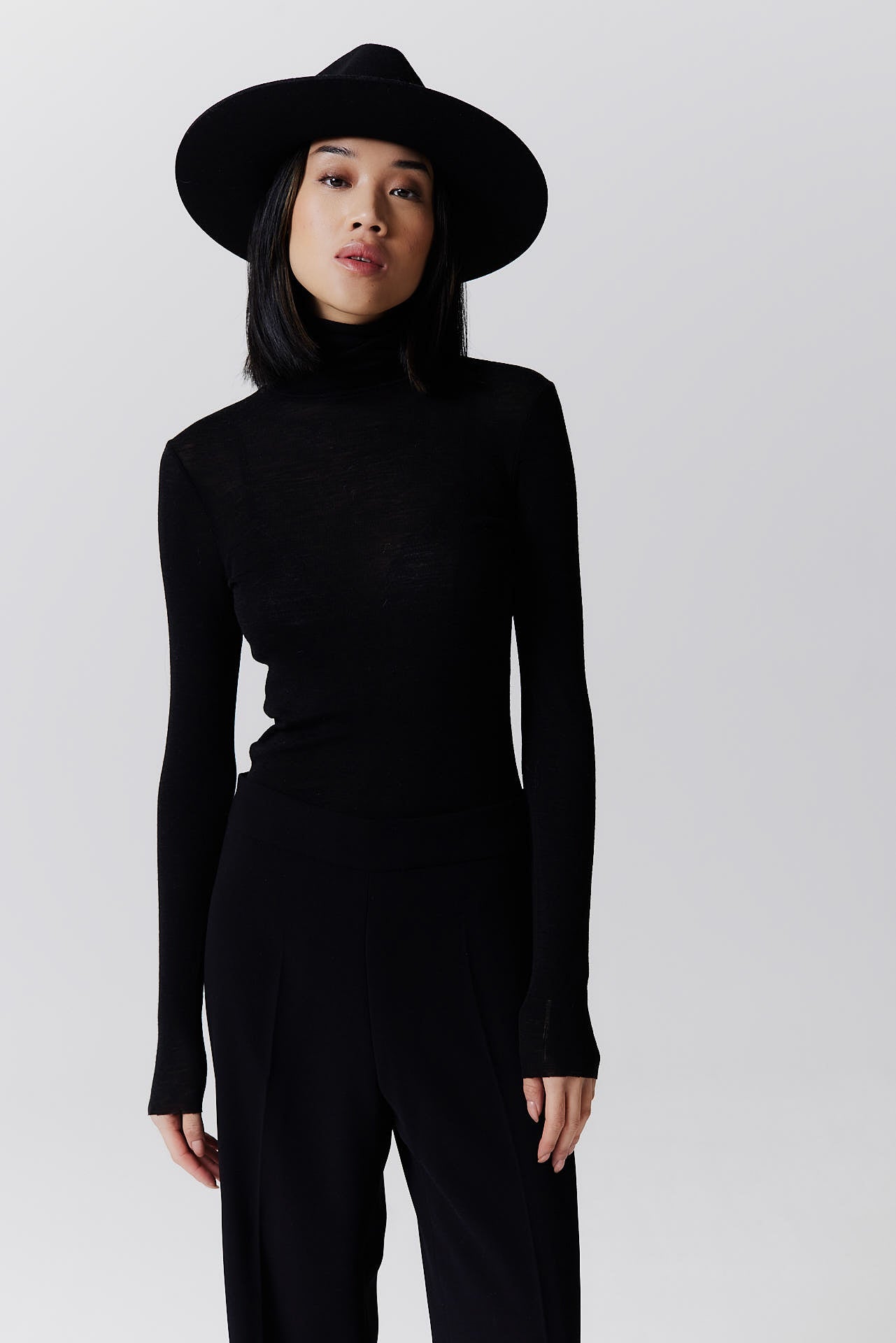 Merino Fedora Hut Classic Brim Black