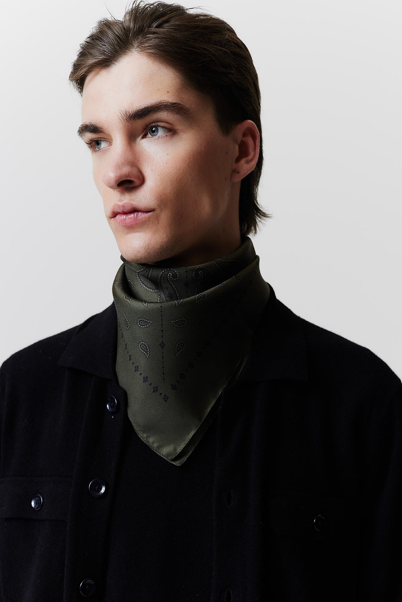 Silk Scarf Paisley 70 Forest