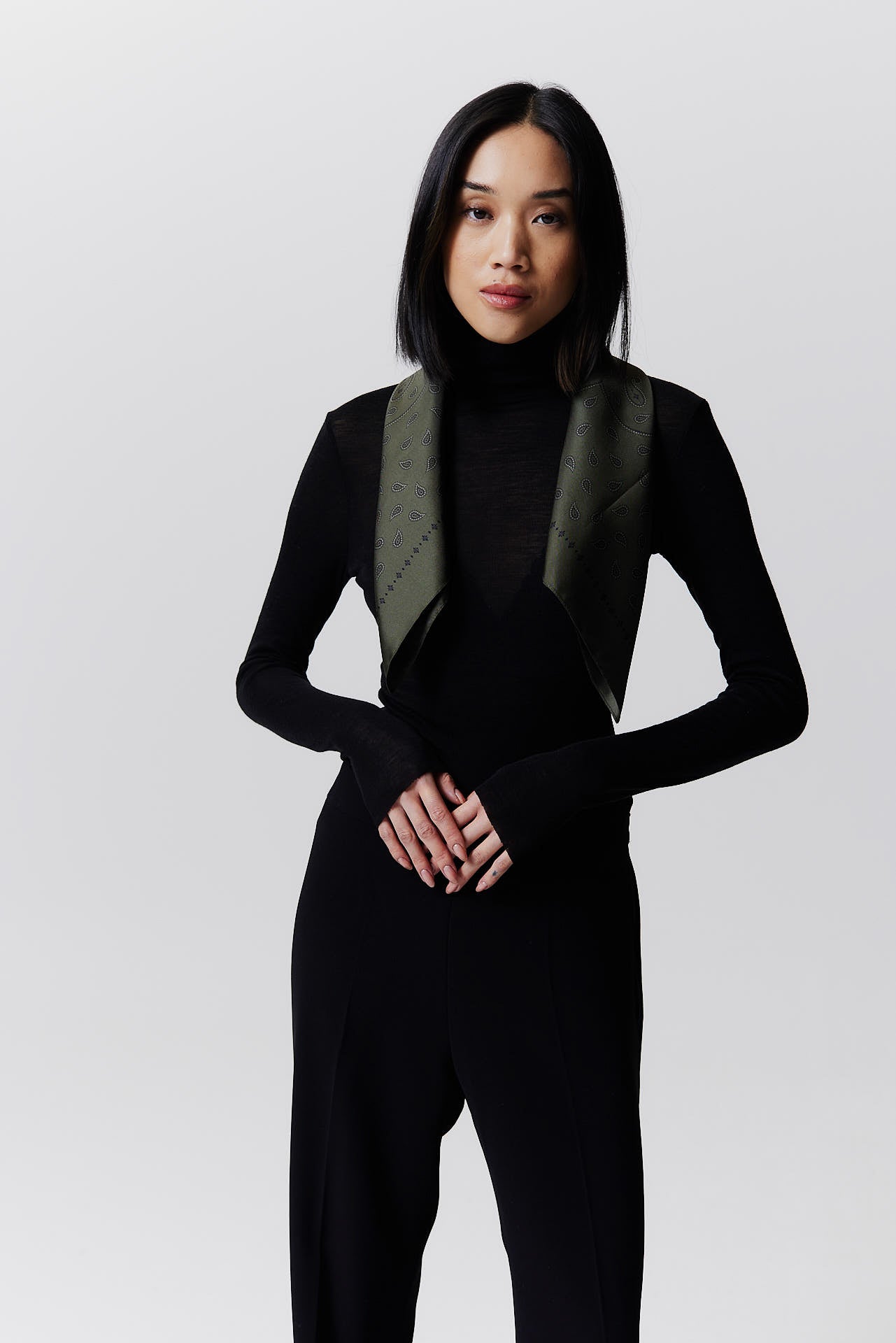 Silk Scarf Paisley 70 Forest