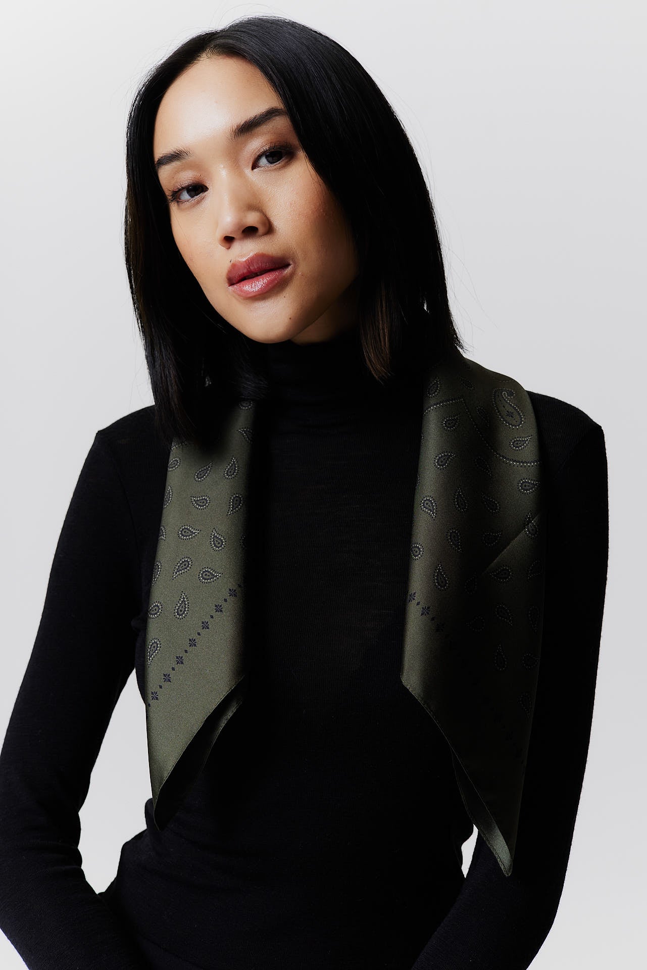 Silk Scarf Paisley 70 Forest