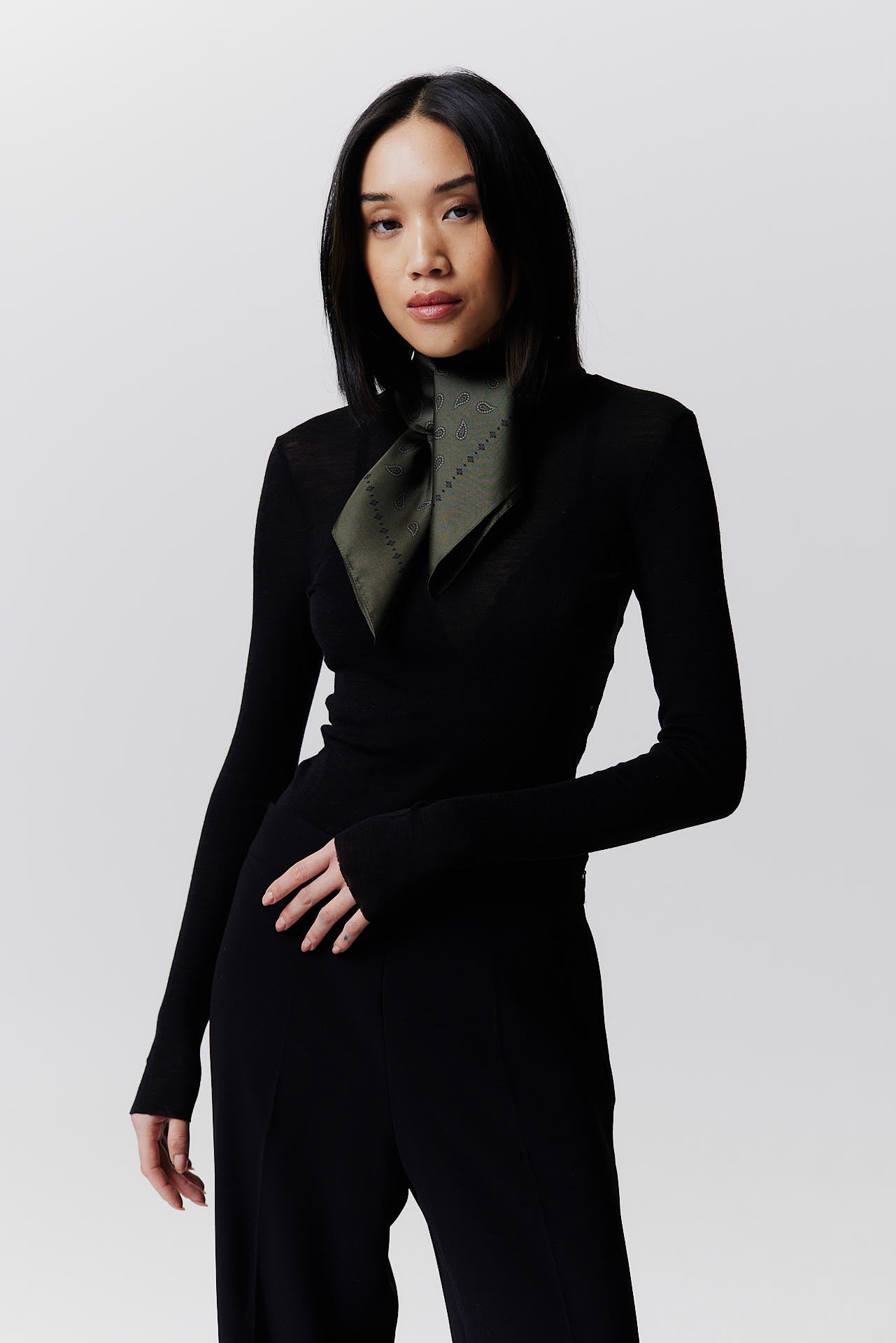 Silk Scarf Paisley 70 Forest