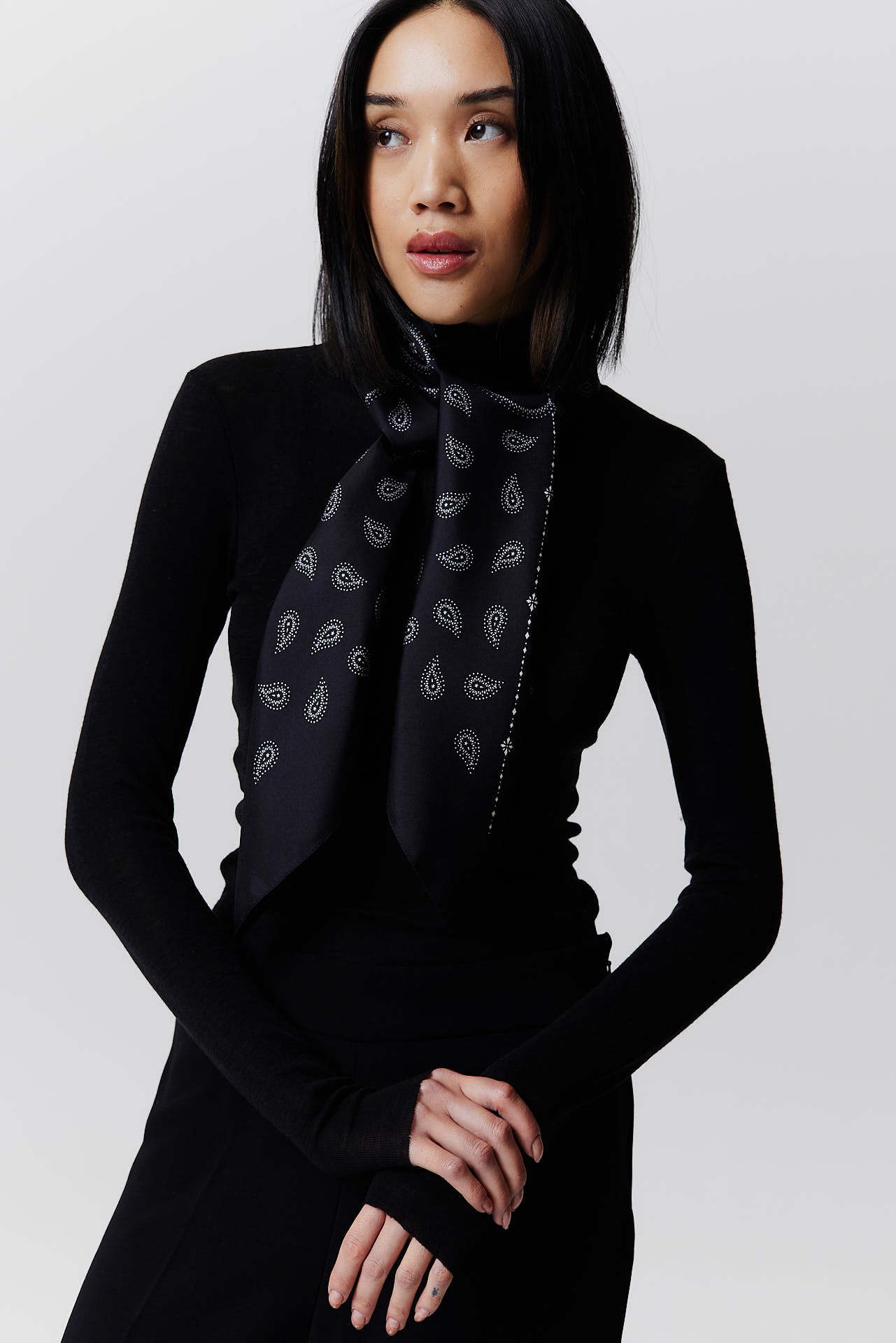 Seidentuch Paisley 90 Black