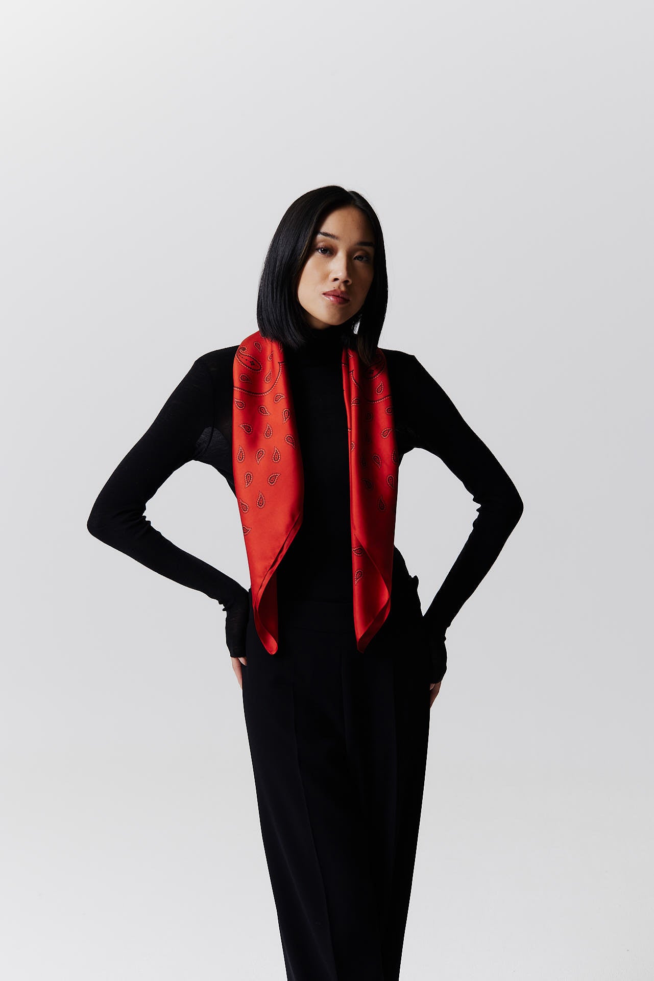 Silk Scarf Paisley 90 Red