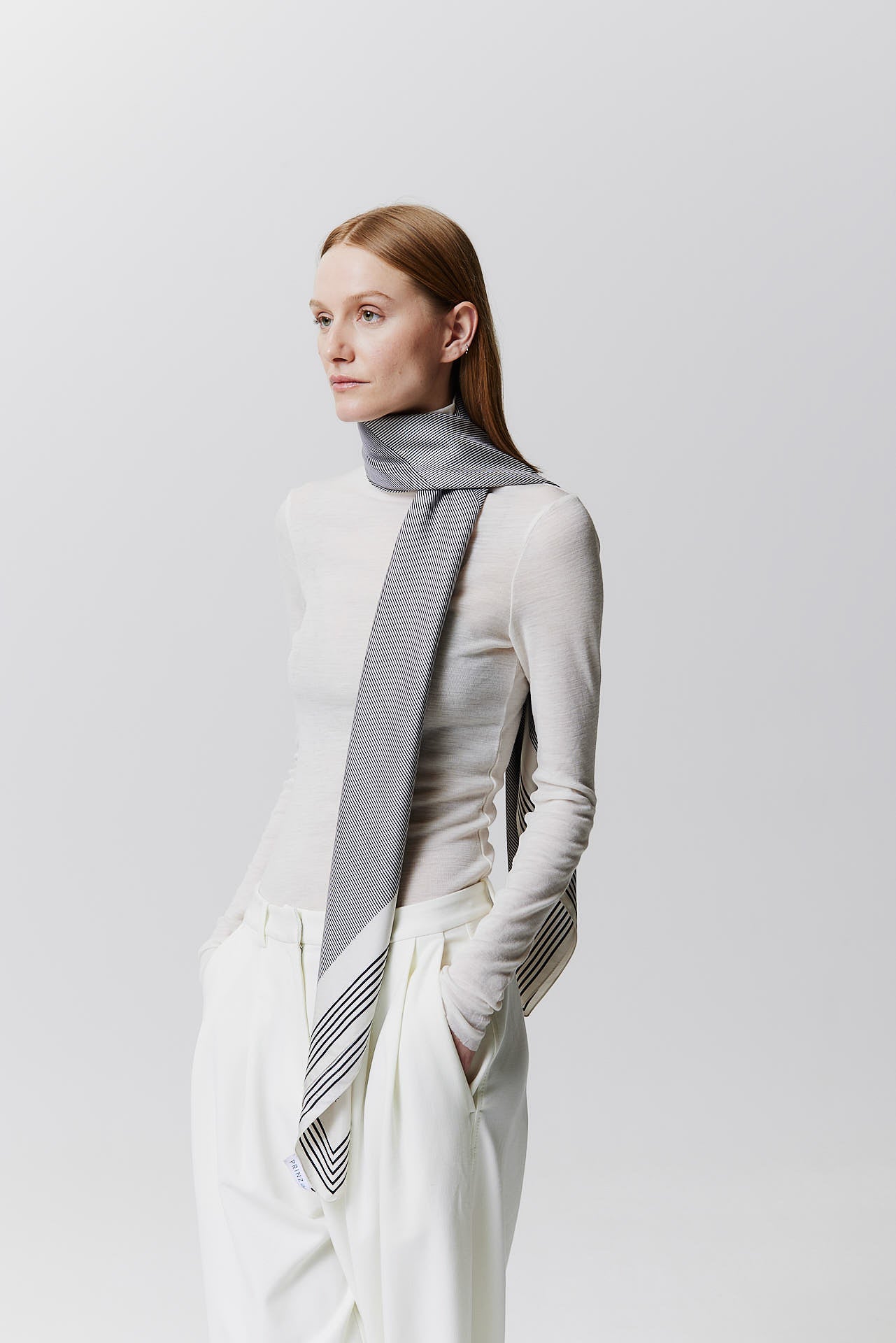 Silk Scarf Stripes 123 Off-White