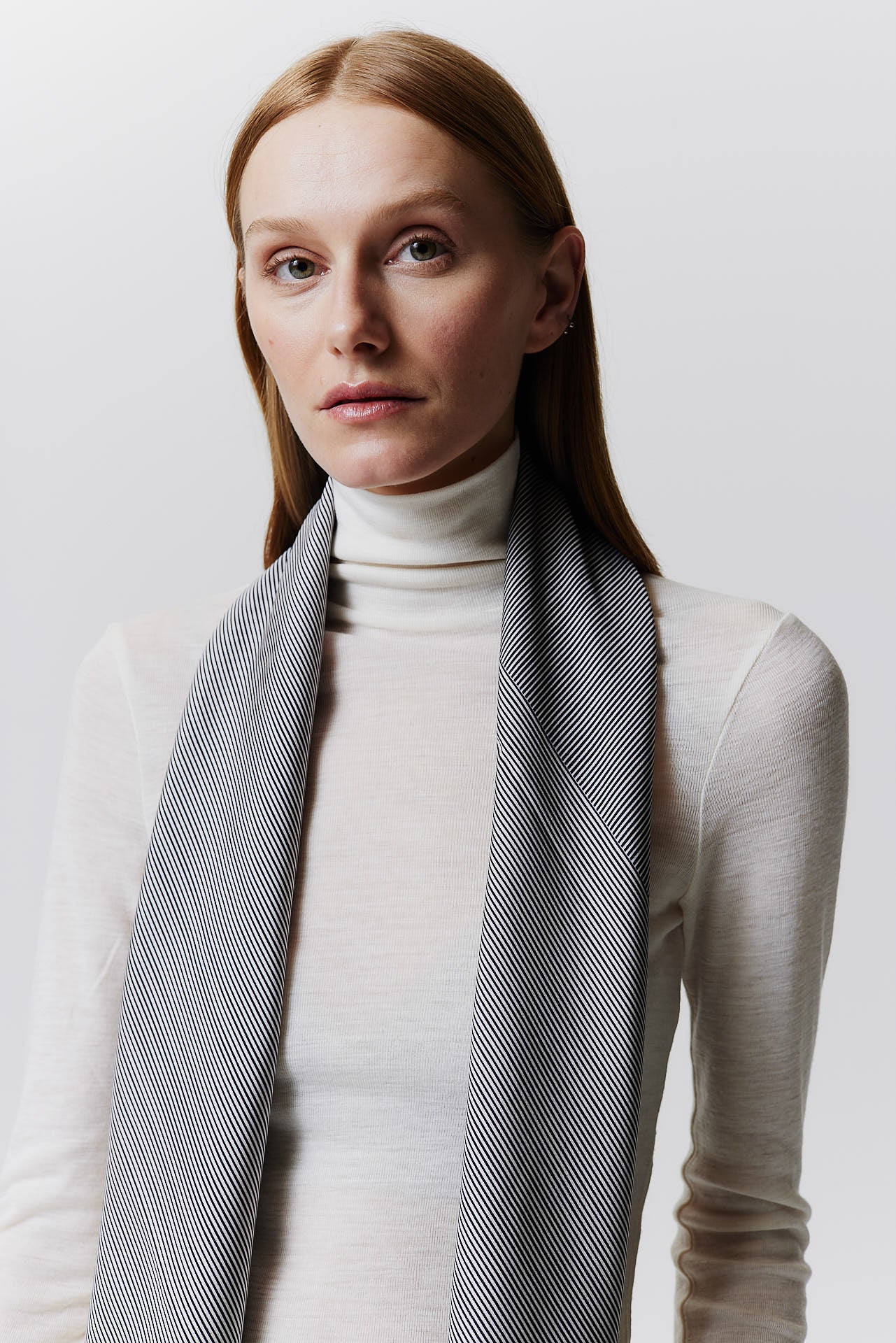 Silk Scarf Stripes 123 Off-White