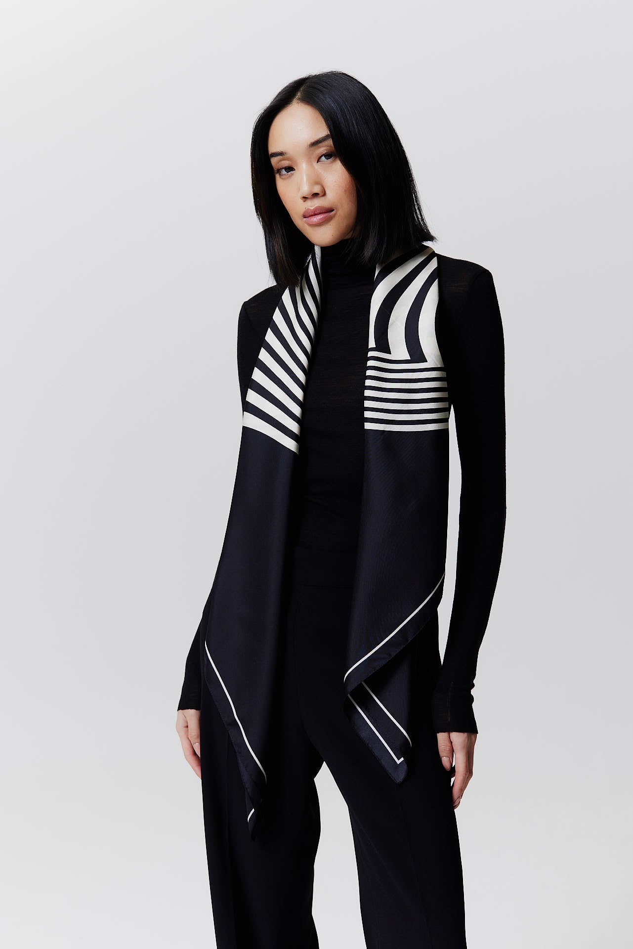 Silk Scarf Swirl 123 Black