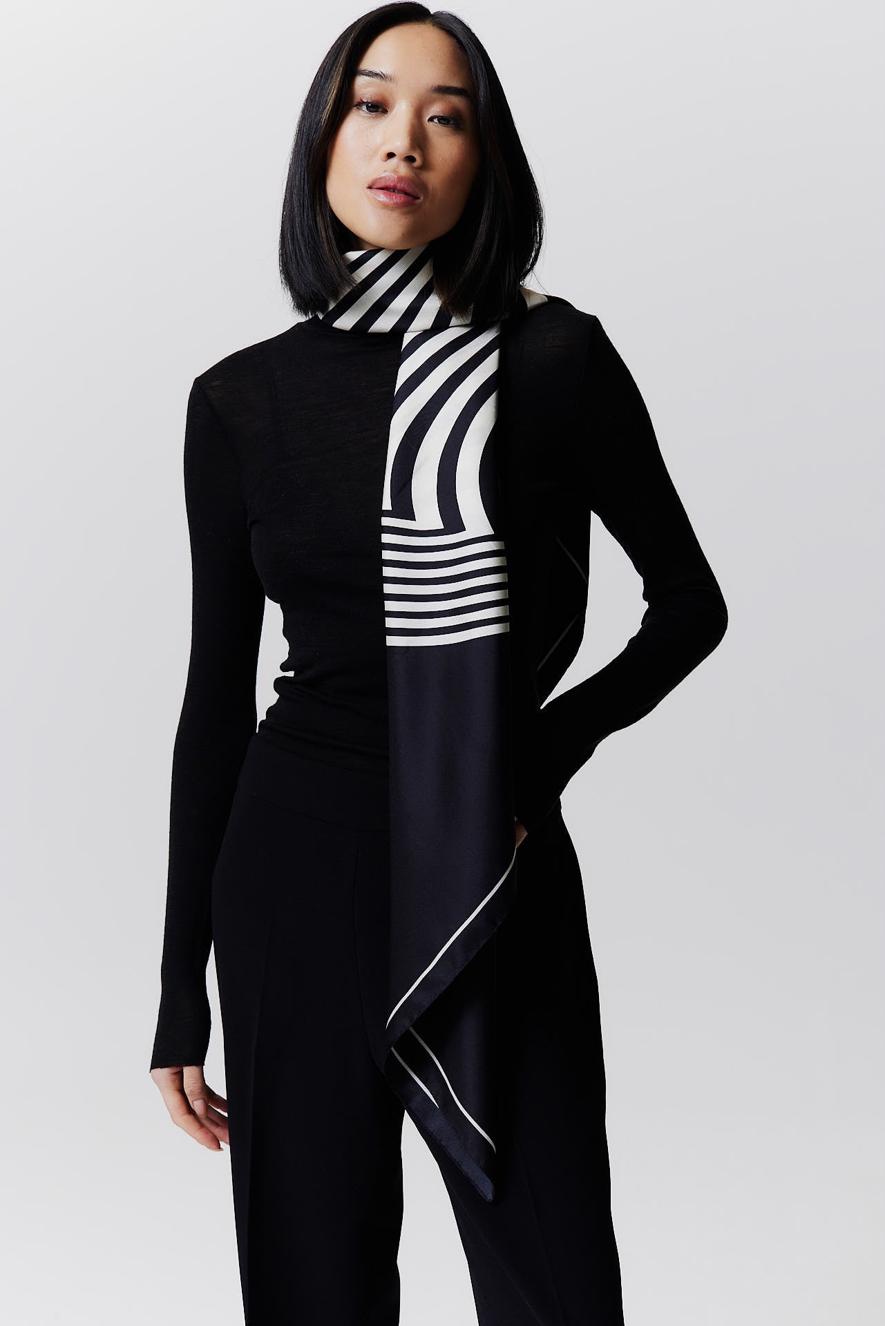 Silk Scarf Swirl 123 Black