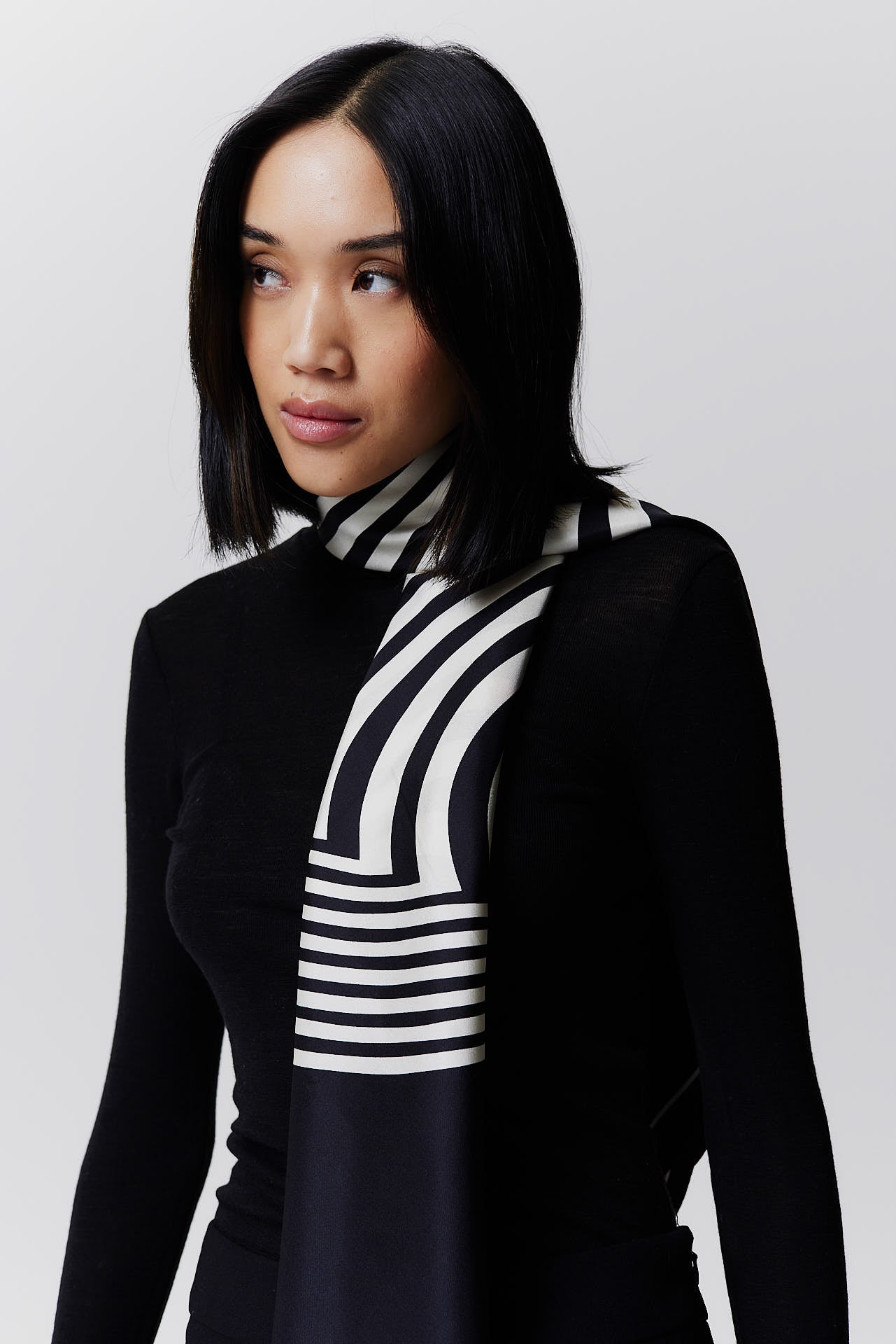 Silk Scarf Swirl 123 Black