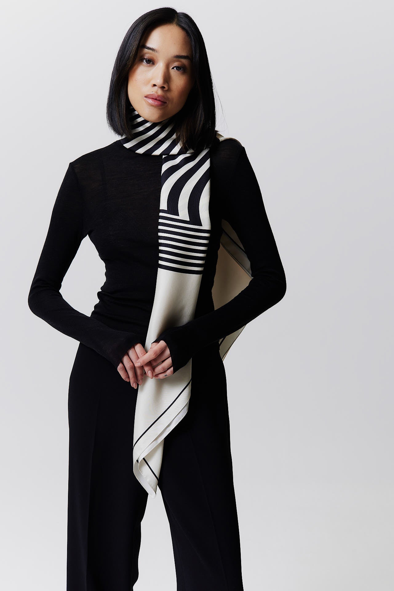 Silk Scarf Swirl 123 Off-White