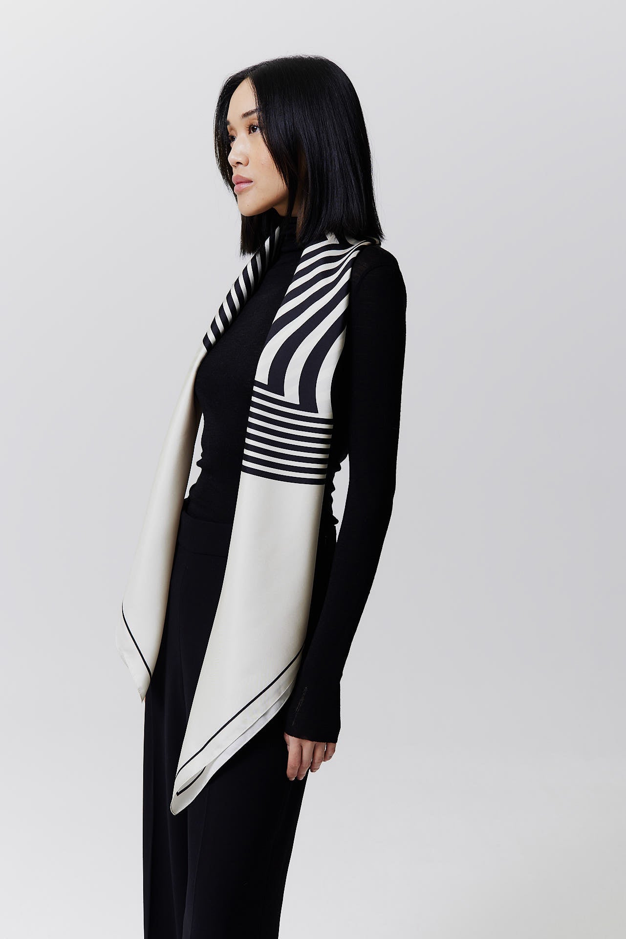 Silk Scarf Swirl 123 Off-White