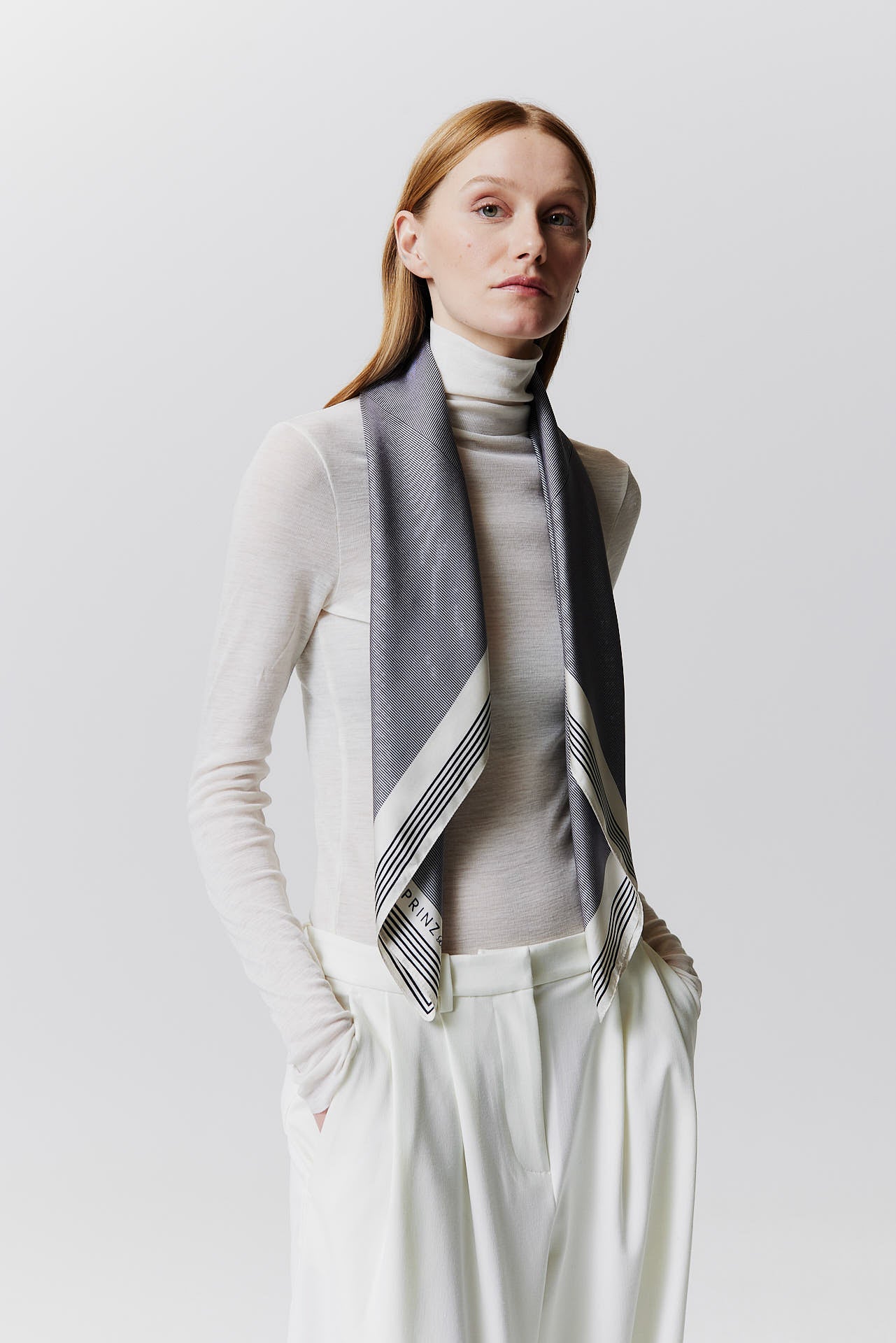 Silk Scarf Stripes 90 Off-White