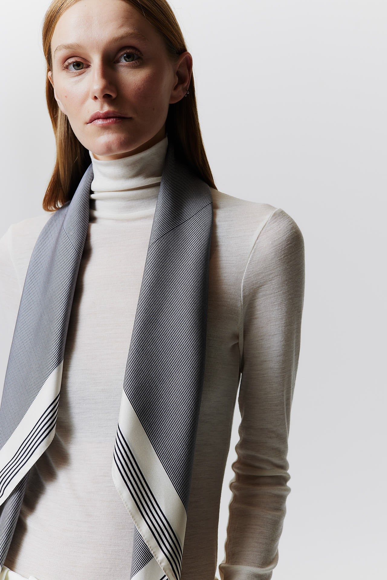 Silk Scarf Stripes 90 Off-White
