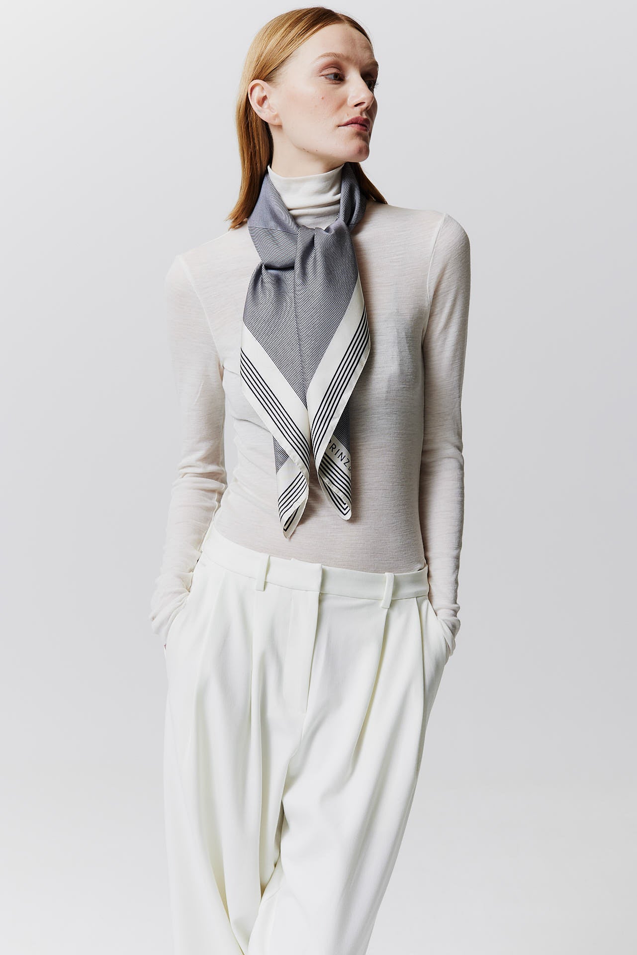 Silk Scarf Stripes 90 Off-White