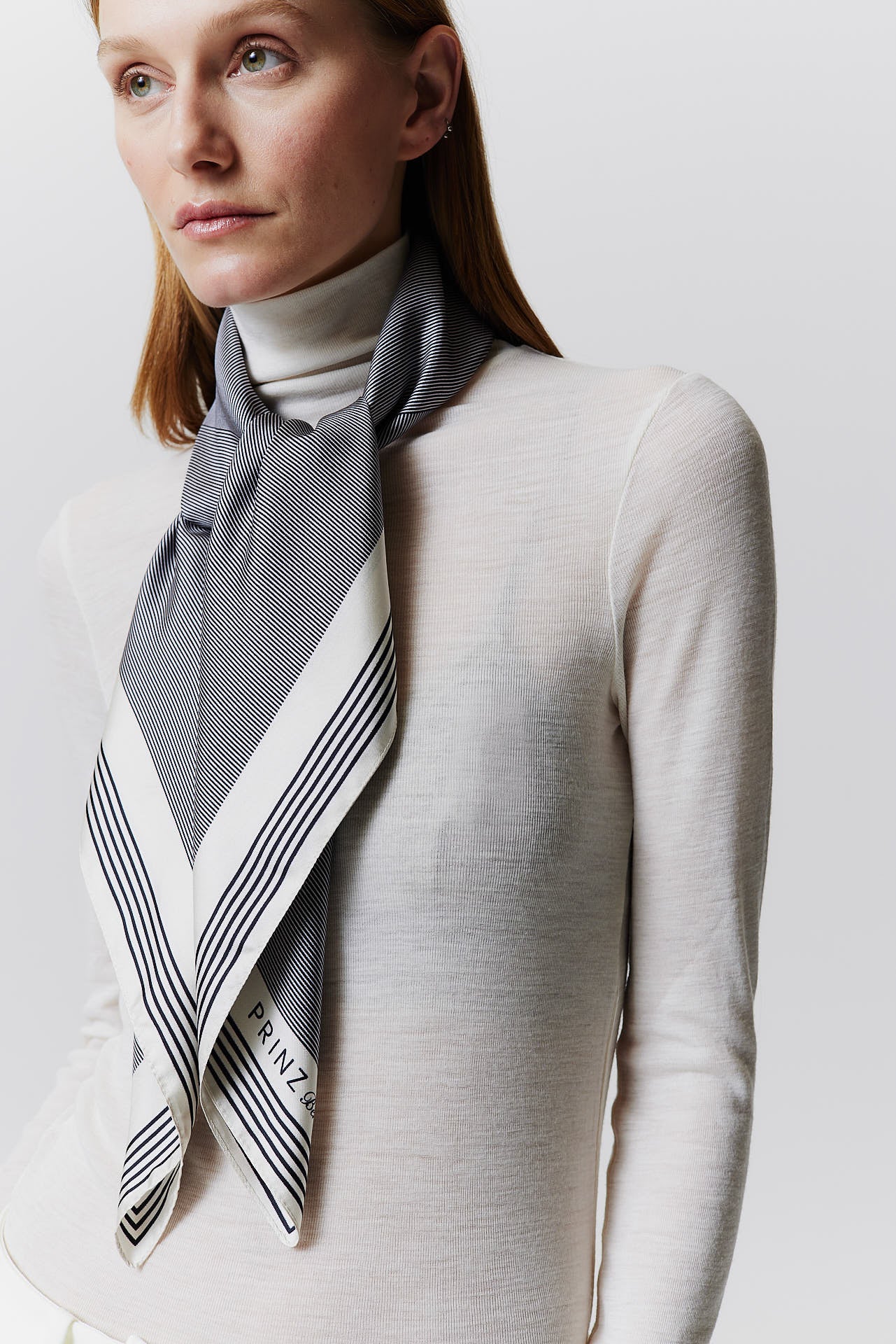 Silk Scarf Stripes 90 Off-White