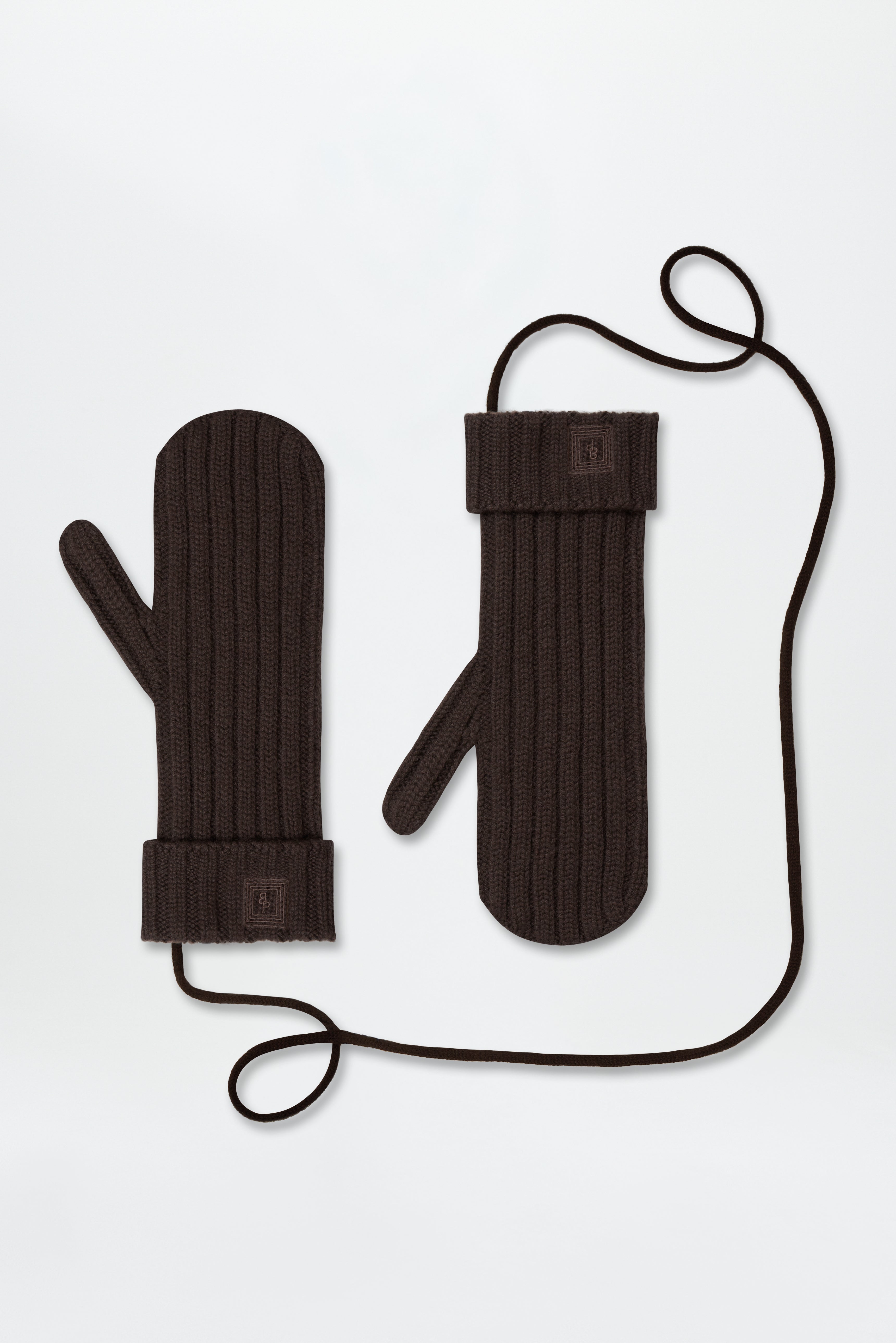 Cashmere Rib Mittens Chocolate