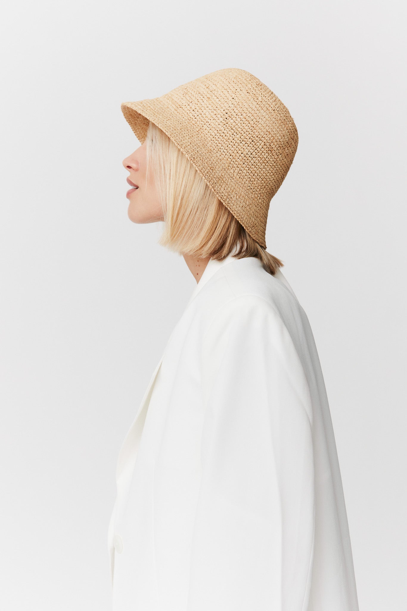 Straw Crochet Cloche Natural