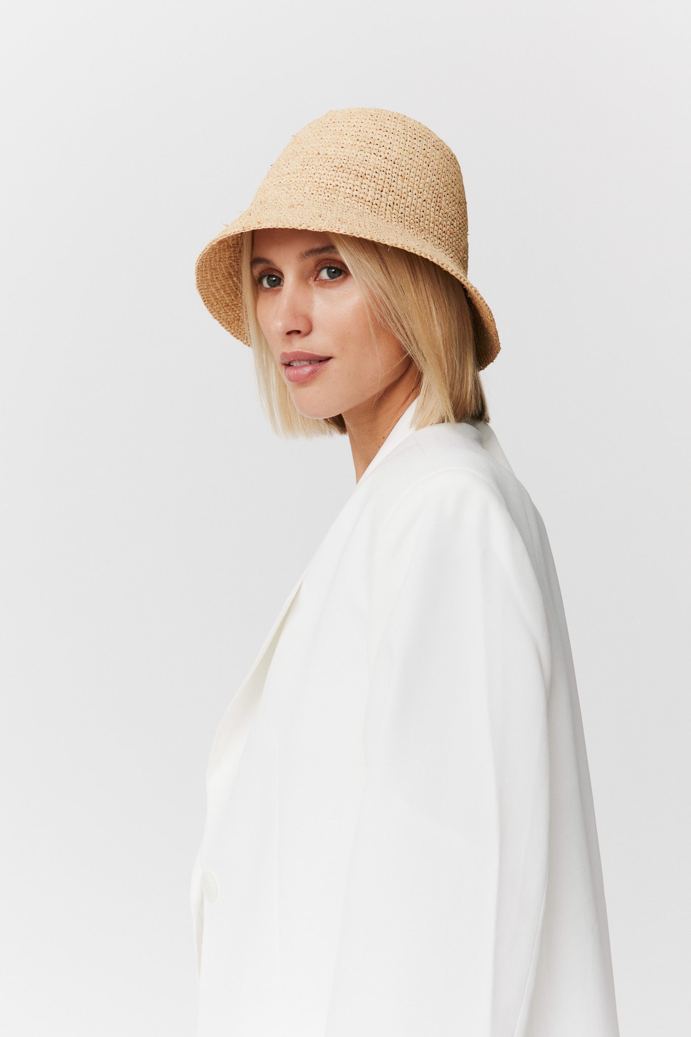 Straw Crochet Cloche Natural