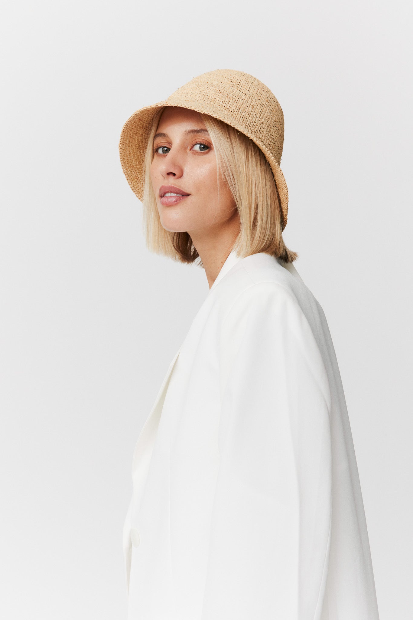 Straw Crochet Cloche Natural