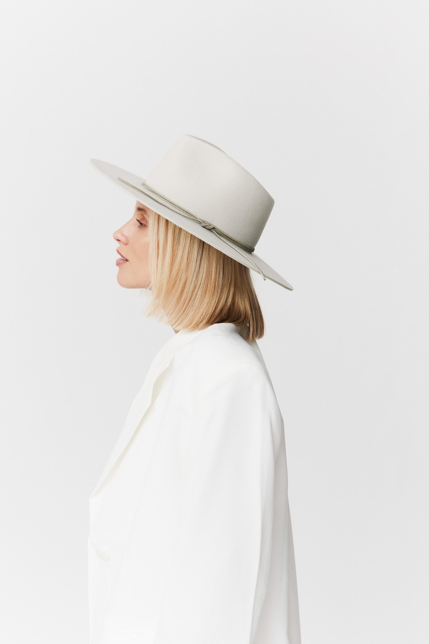 Merino Fedora Hut Classic Brim Light Grey