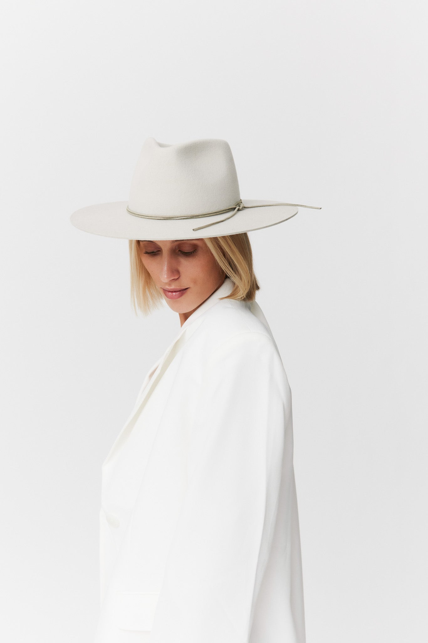 Merino Fedora Hut Classic Brim Light Grey