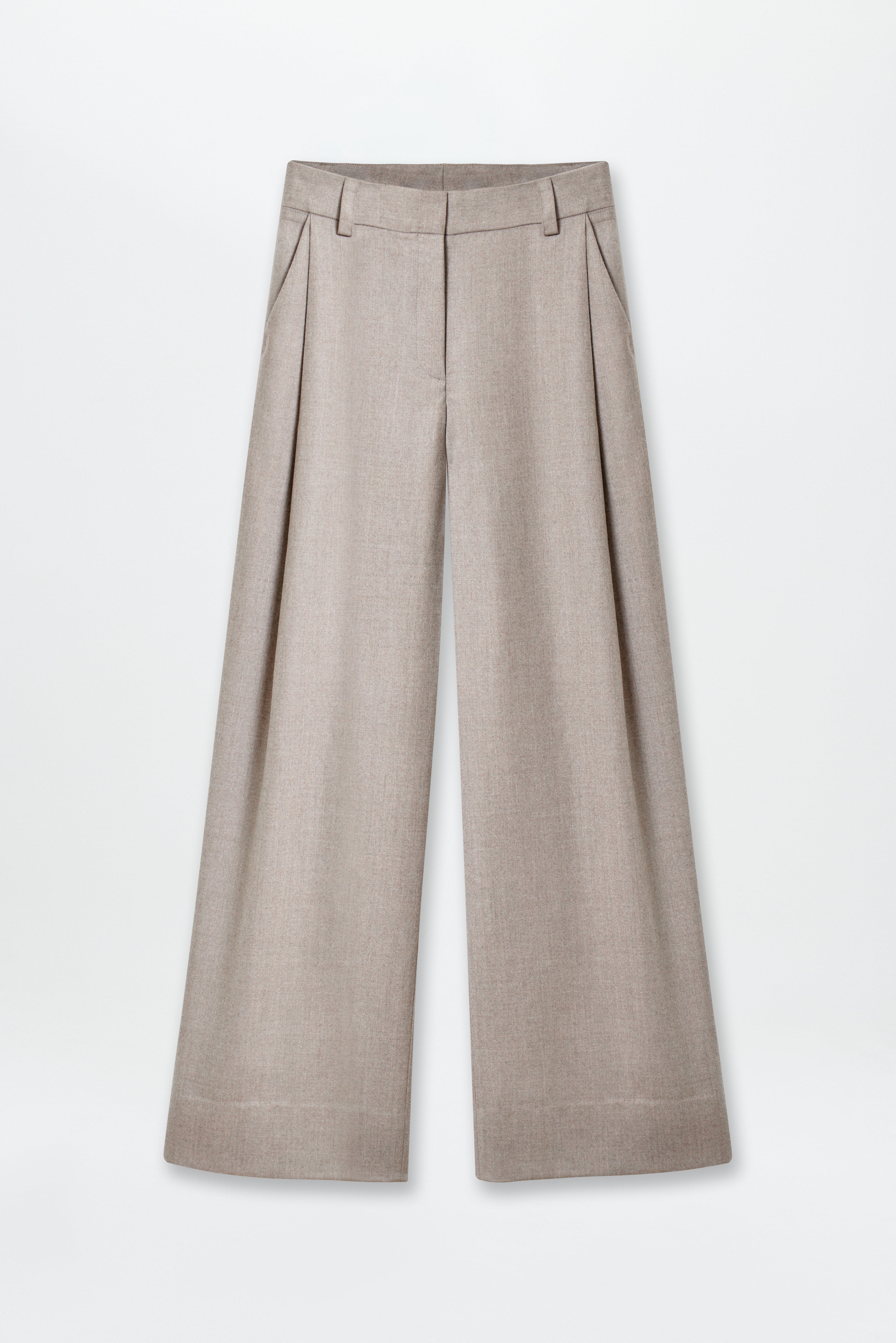Wool Pleat Trousers Taupe