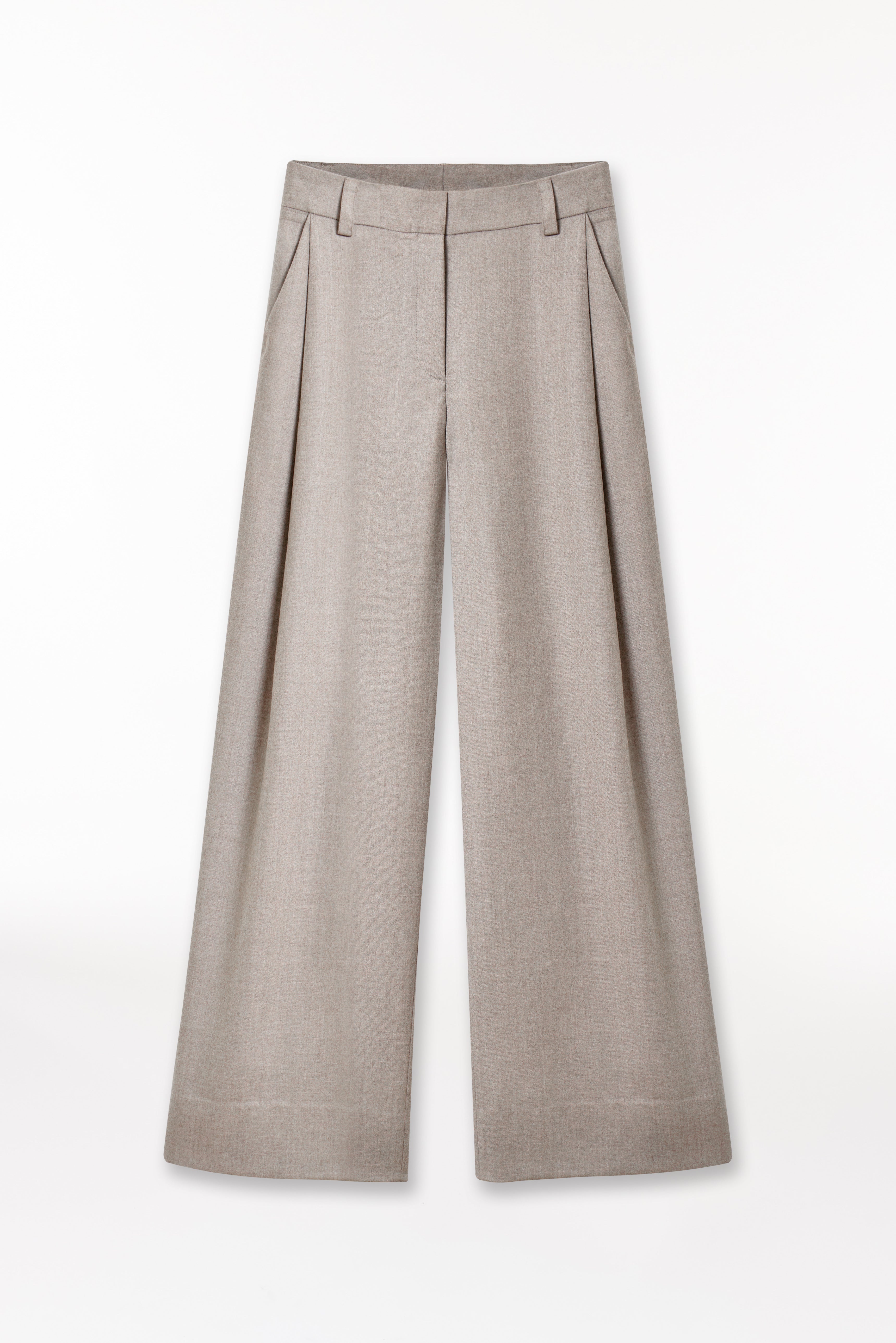 Pleated Trousers Wool Touch Taupe
