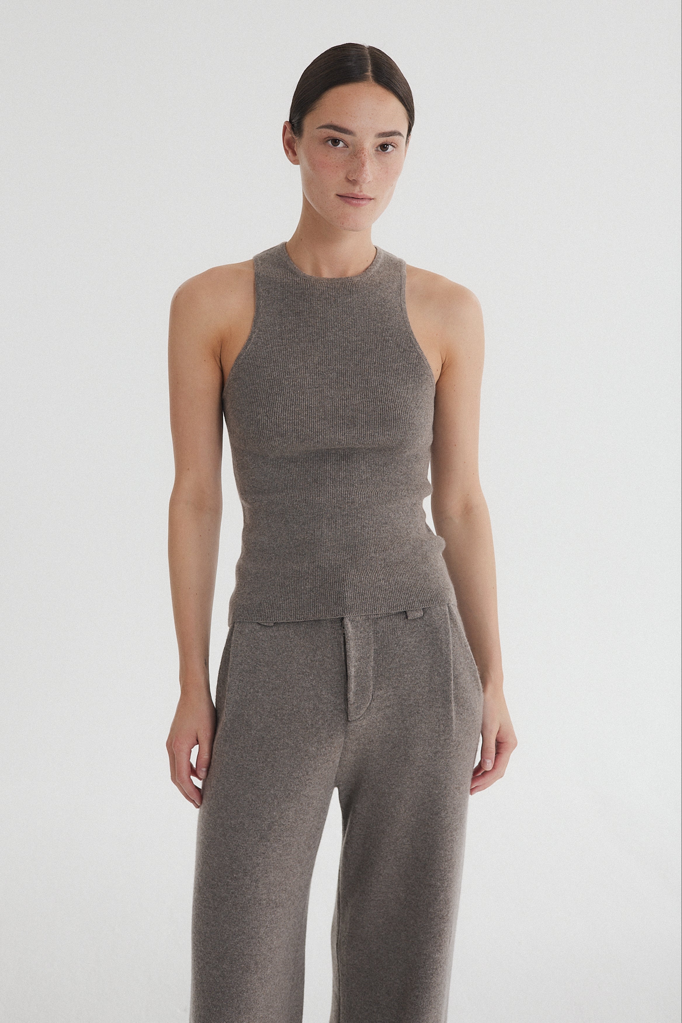 Rib Tank Top Grey