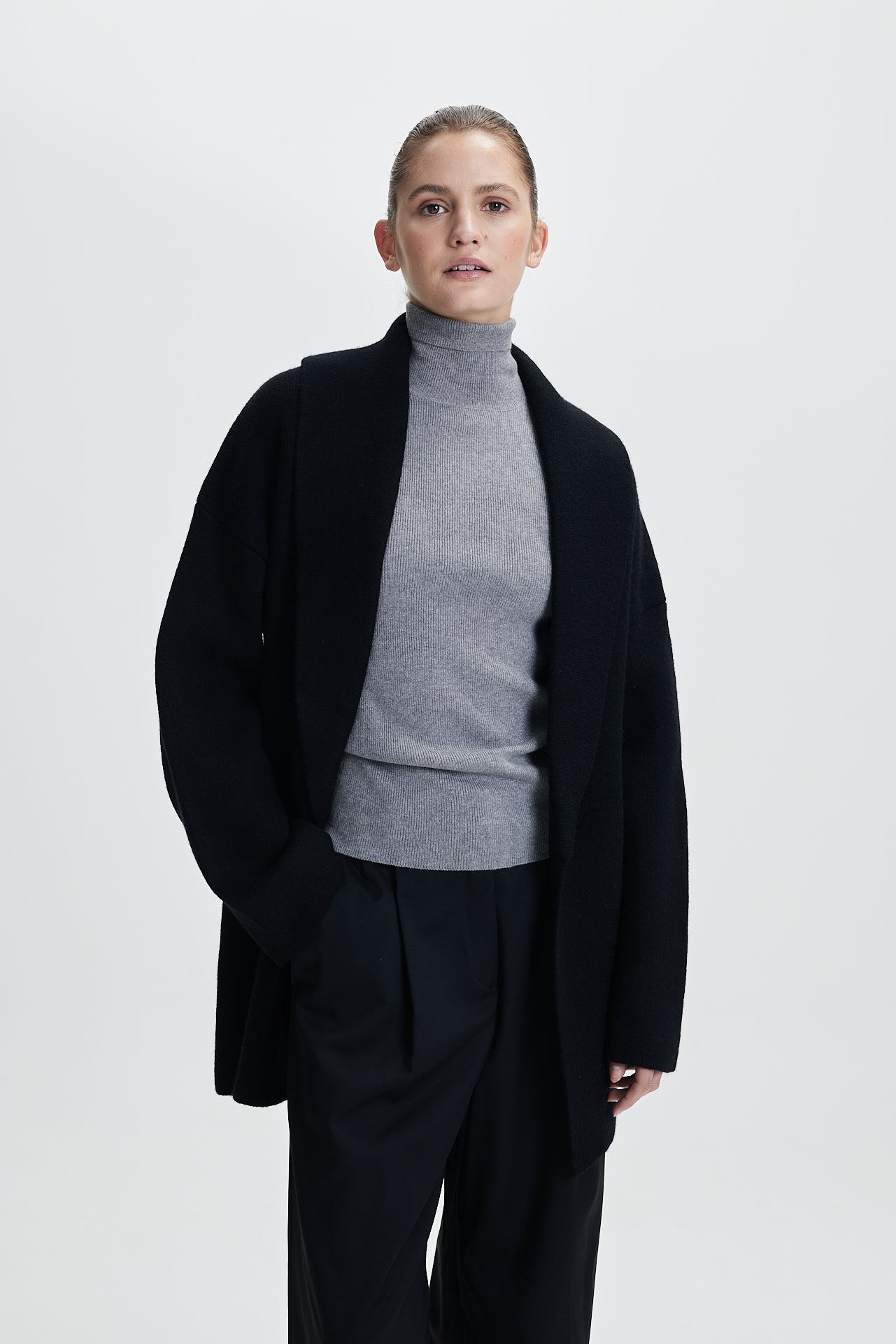 Chunky Belt Cardigan Black