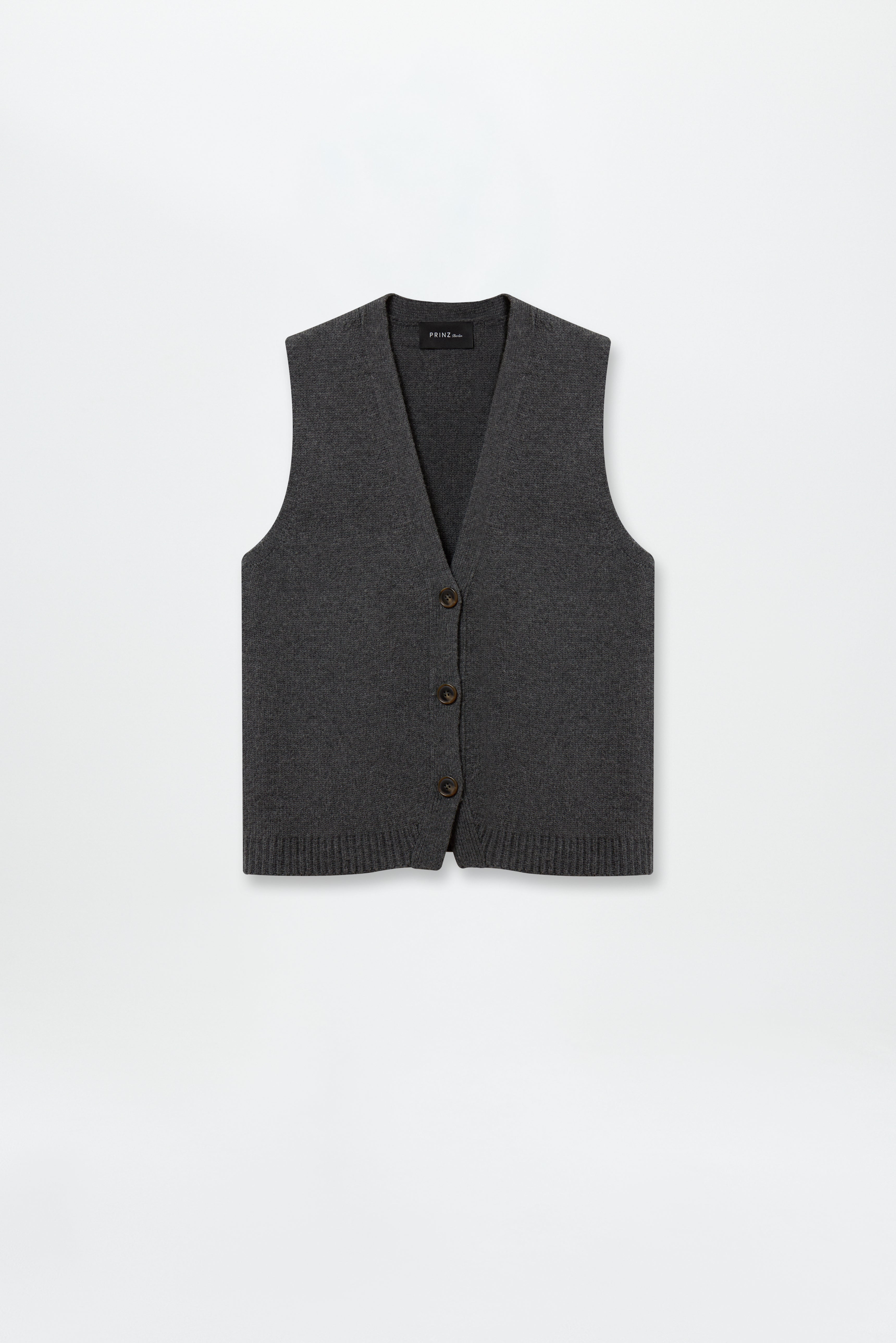 Chunky V-Neck Cardigan Vest Graphite