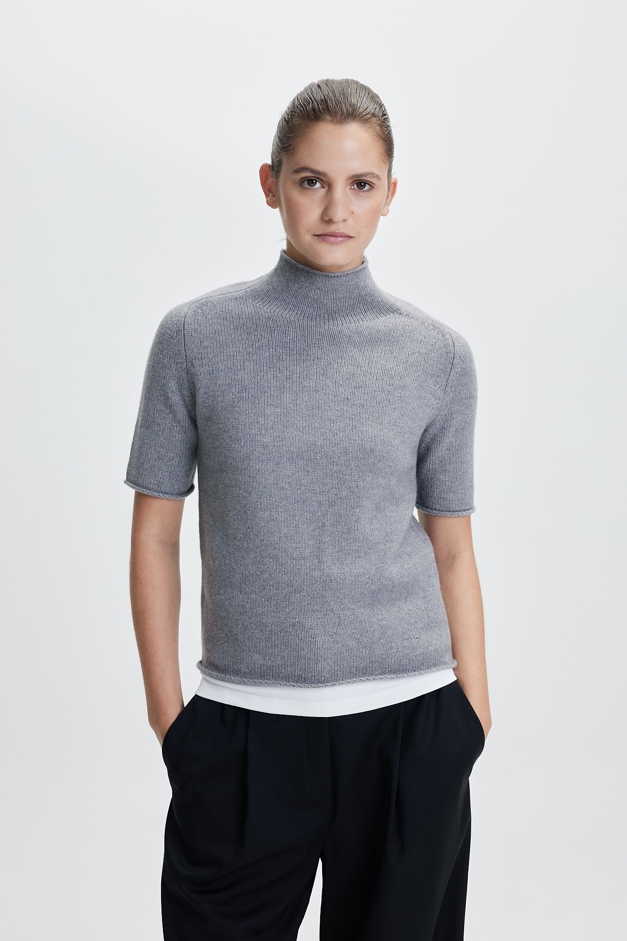 Chunky Turtleneck T-Shirt Grey